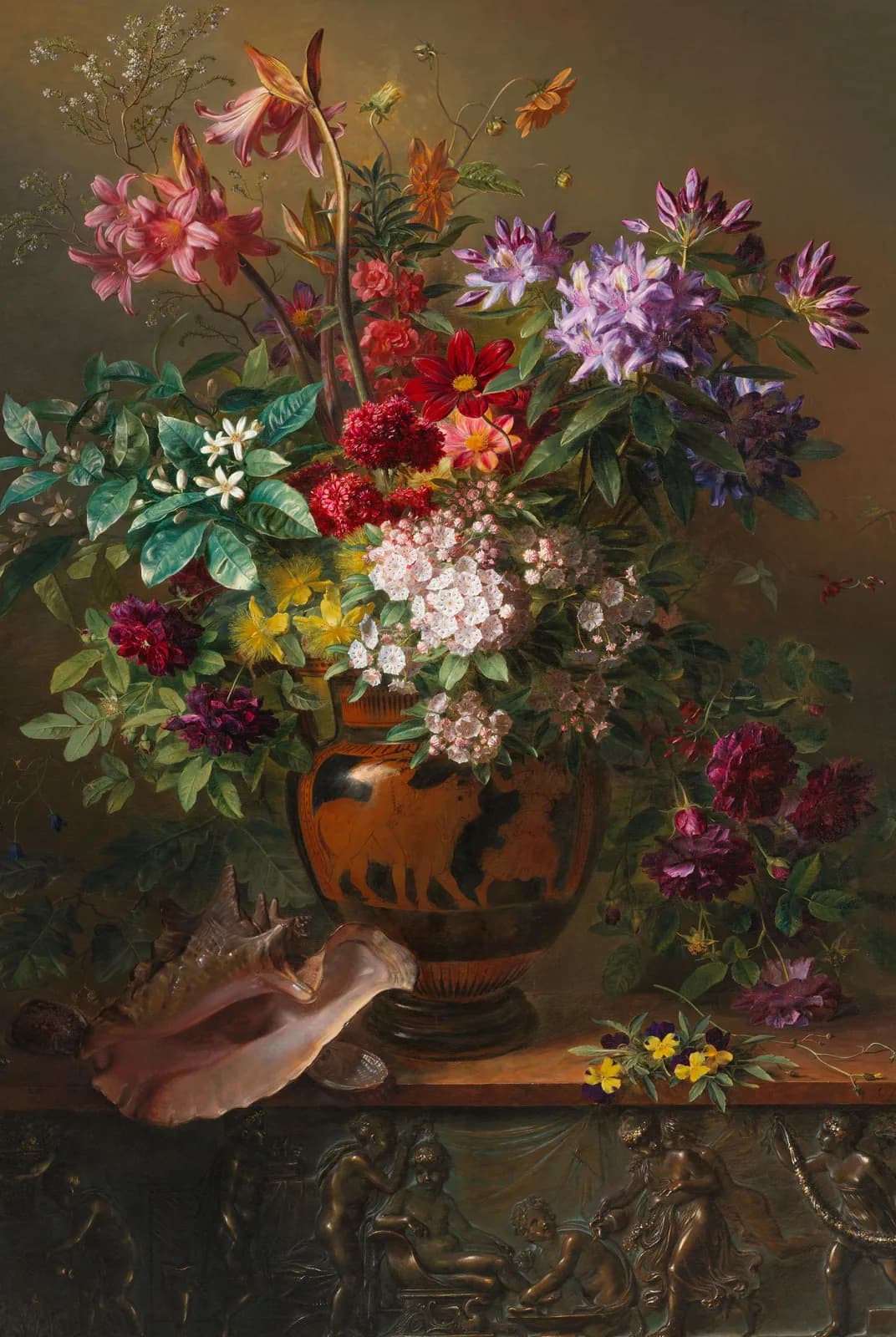 Stilleven met bloemen in een Griekse vaas: allegorie op de lente – Georgius Jacobus Johannes van Os