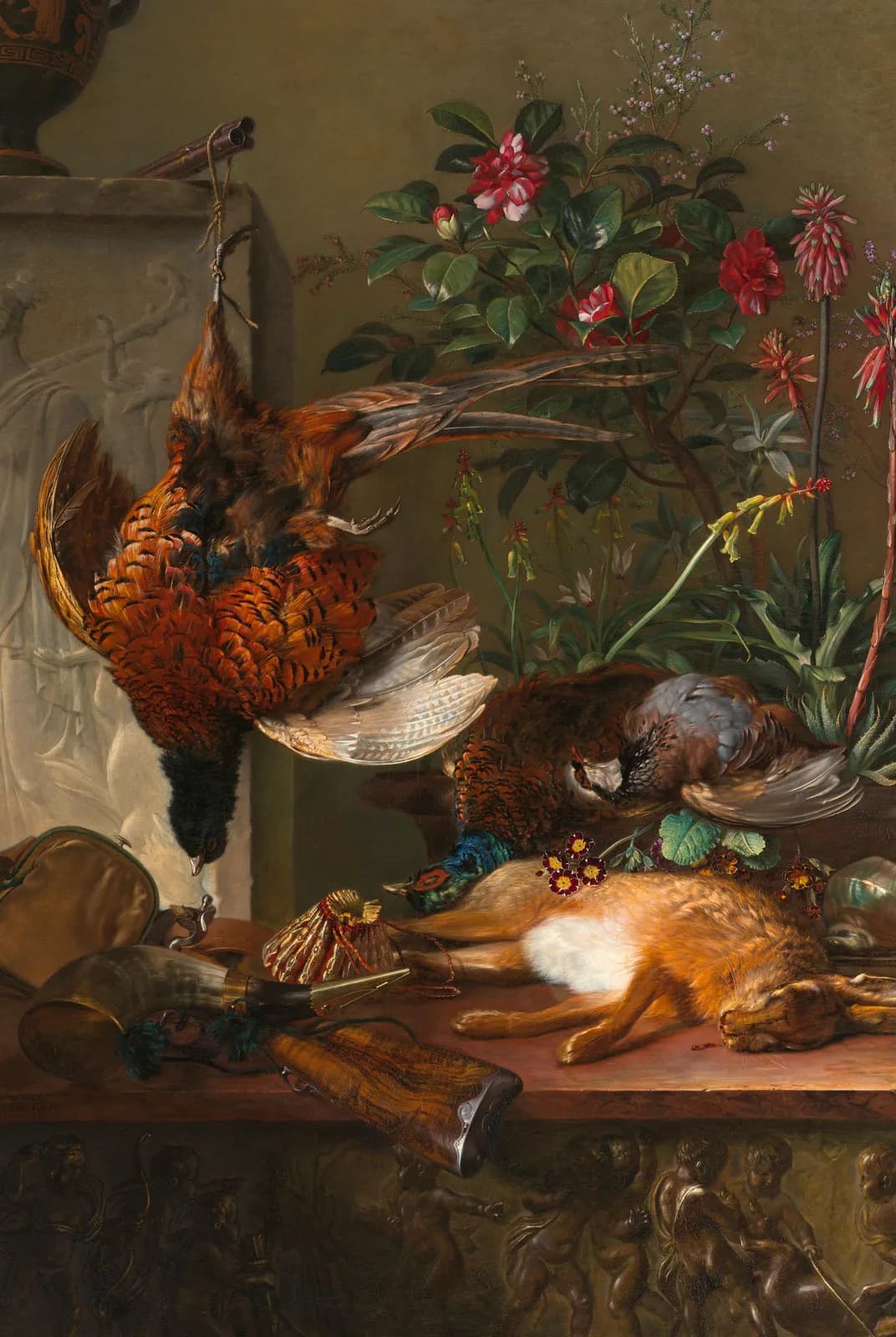Stilleven met jachtbuit en Griekse stèle: allegorie op de herfst – Georgius Jacobus Johannes van Os