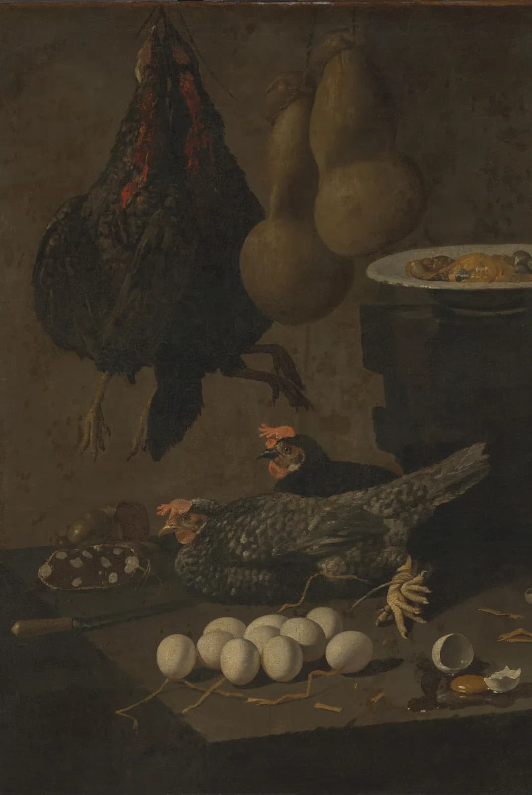 Stilleven met kippen en eieren – Giovanni Battista Recco