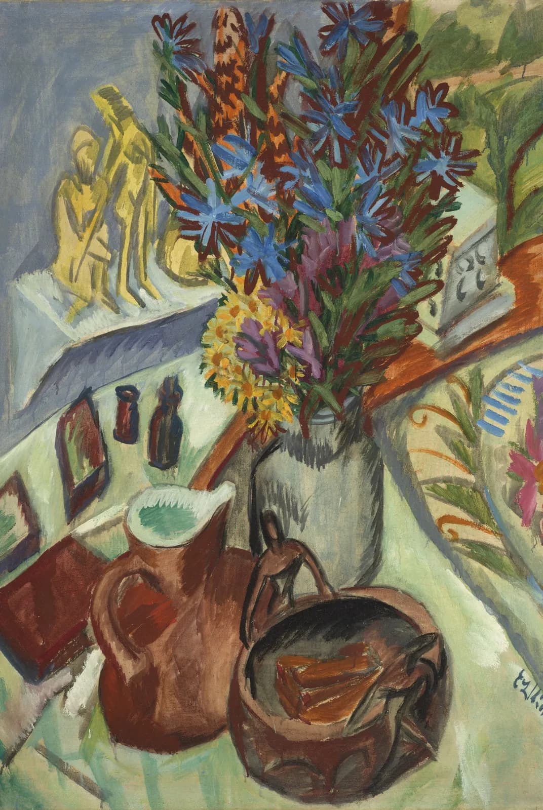 Stilleven met kruik en Afrikaanse schaal – Ernst Ludwig Kirchner