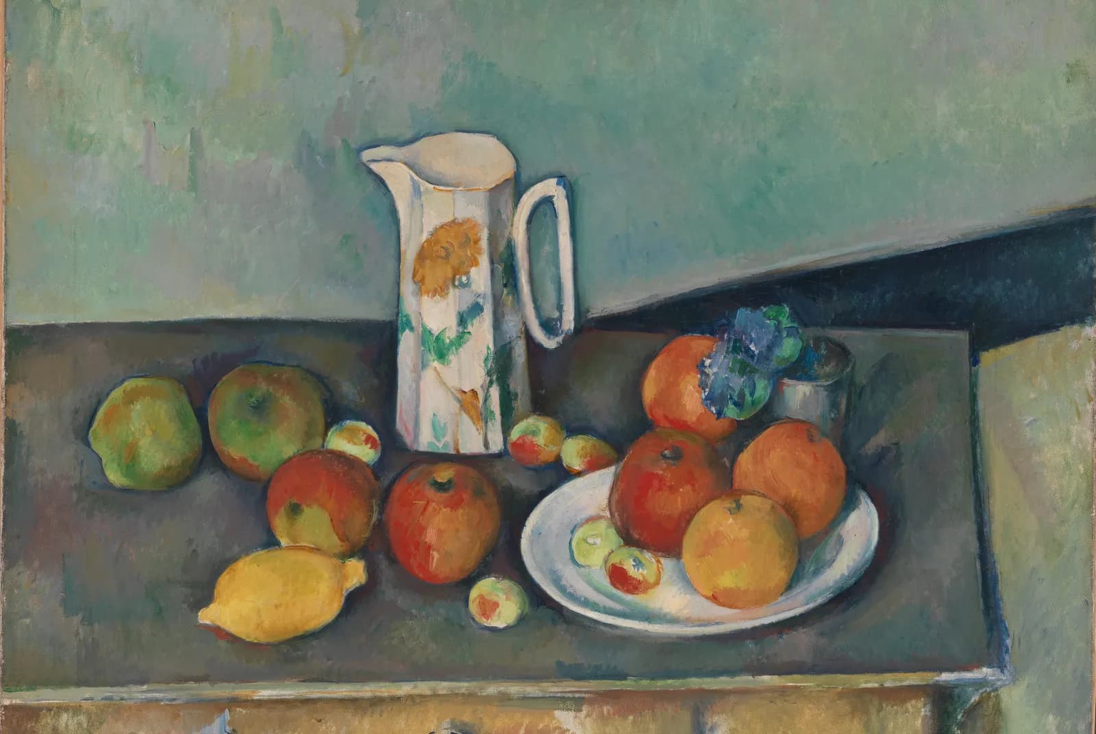 Stilleven met melkkan en fruit op tafel – Paul Cézanne