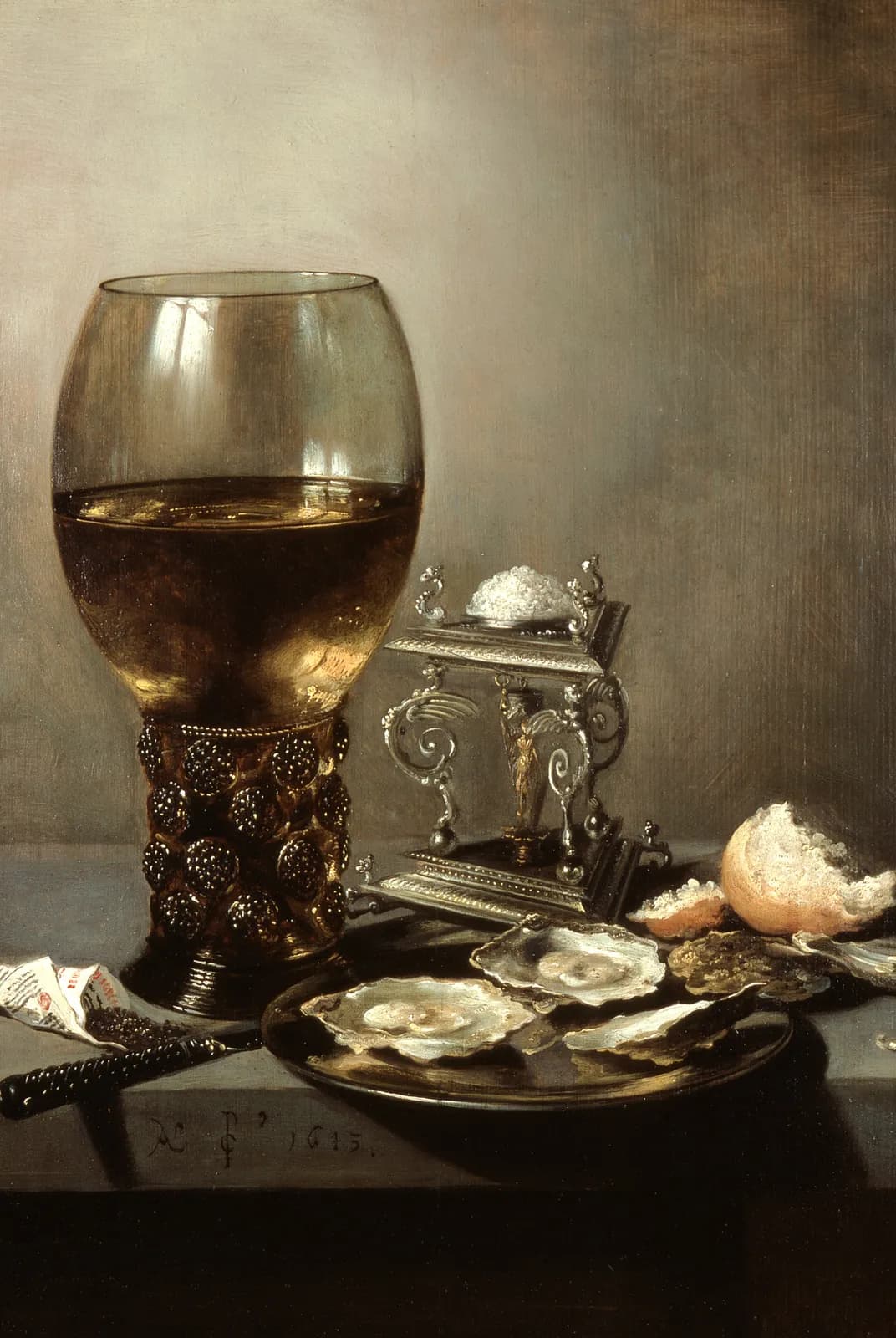 Stilleven met oesters en roemer – Pieter Claesz