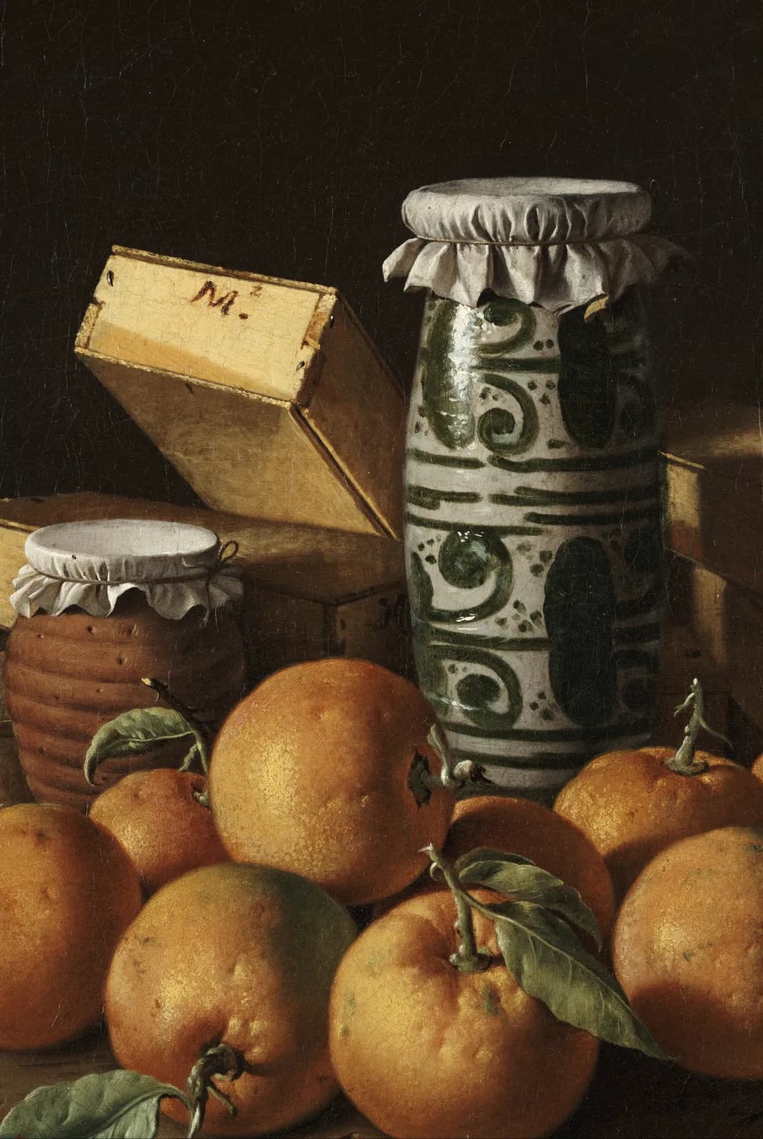 Stilleven met sinaasappels, potten en dozen snoepgoed – Luis Meléndez