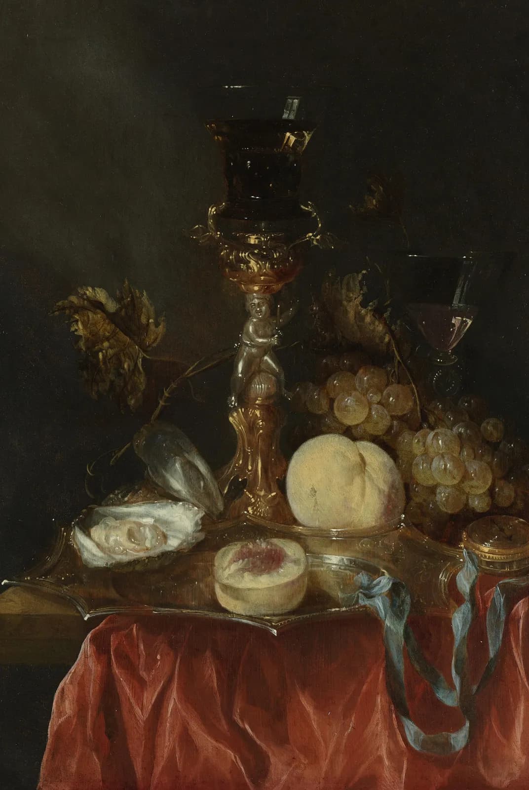 Stilleven met verguld zilveren glashouder – Abraham van Beyeren