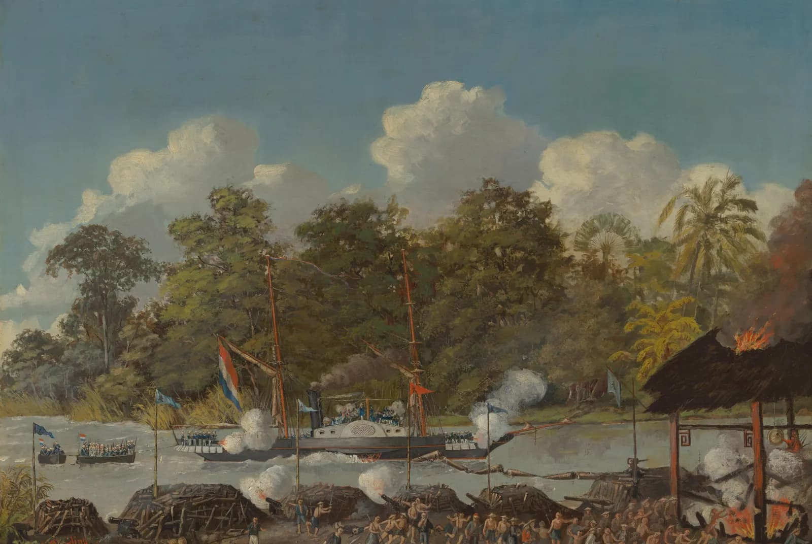 Tafereel uit de Kongsi-oorlogen, West-Kalimantan 1853 – Frederik Lambertus Geerling