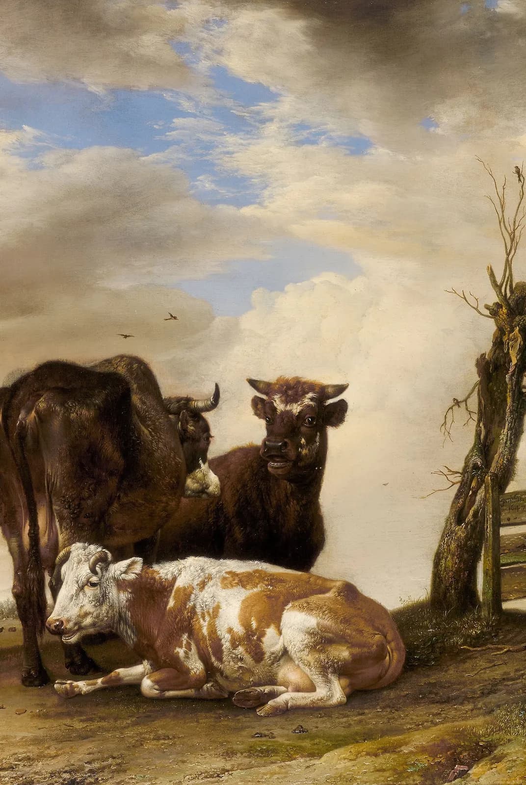 Twee koeien en een jonge stier bij een hek – Paulus Potter