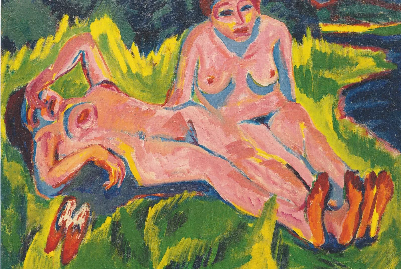 Twee roze naakten aan het meer, Moritzburg – Ernst Ludwig Kirchner