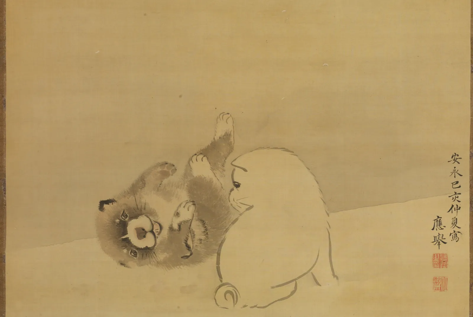 Twee spelende pups – Maruyama Okyo