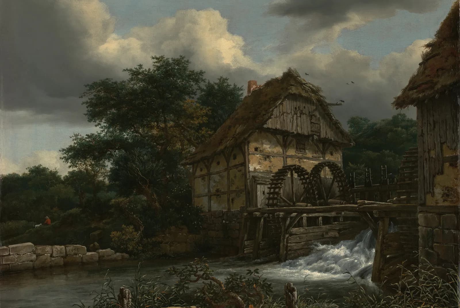 Twee watermolens bij een sluis – Jacob van Ruisdael