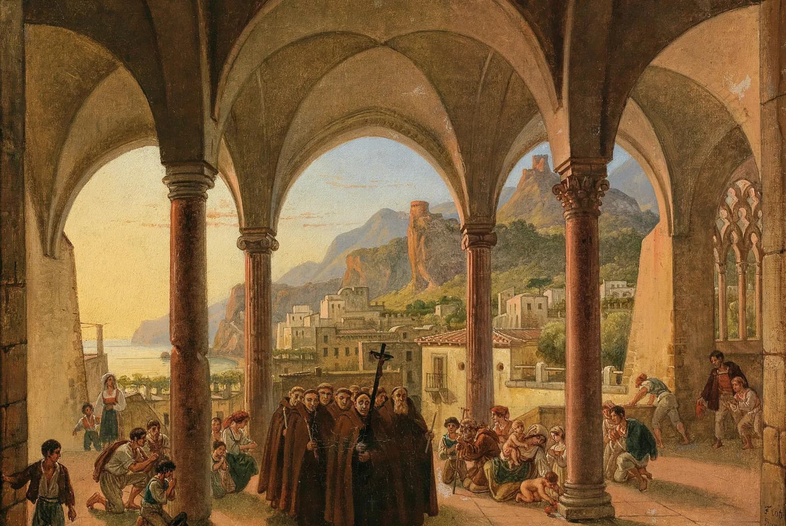 Uitzicht op Amalfi vanuit de voorhal van de kathedraal – Franz Ludwig Catel
