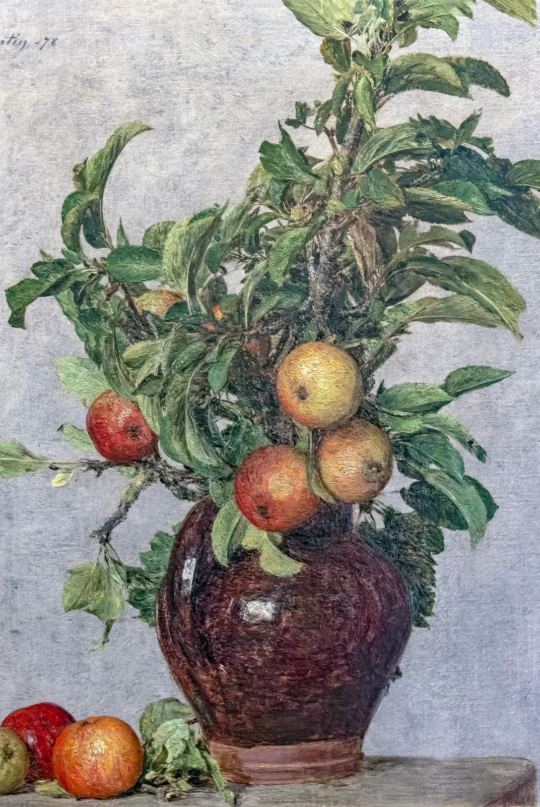 Vaas met appels en gebladerte – Henri Fantin-Latour