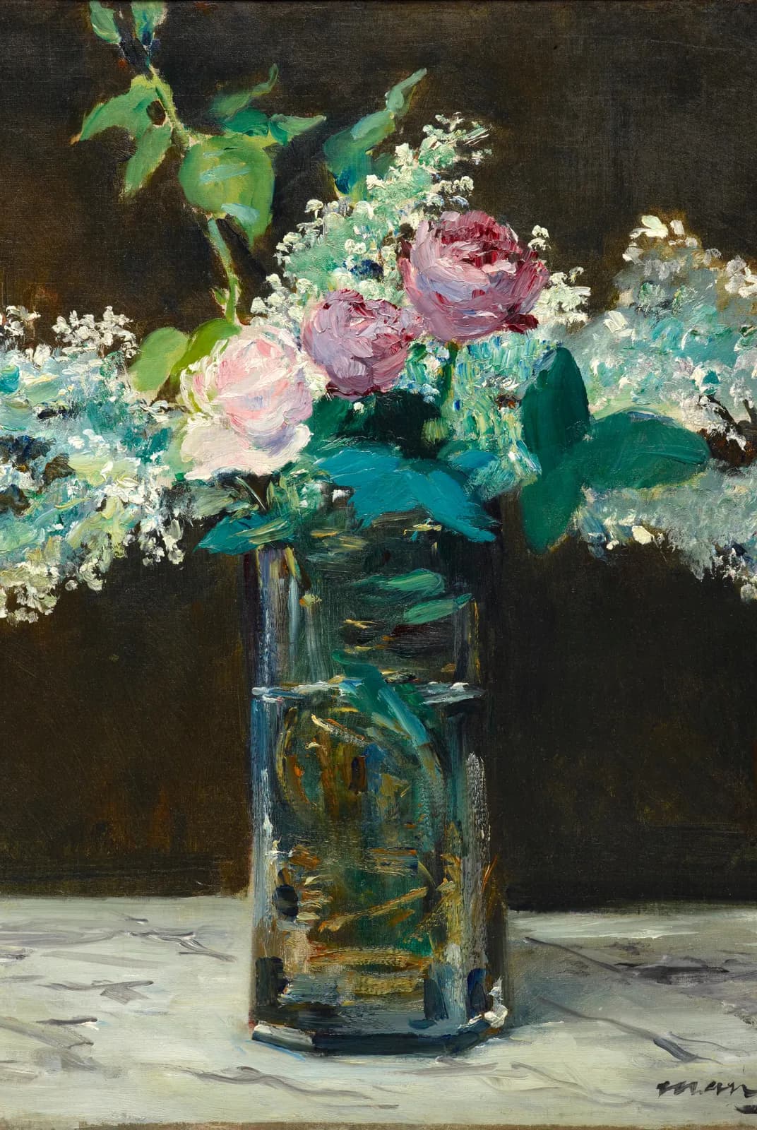 Vaas met witte seringen en rozen – Édouard Manet