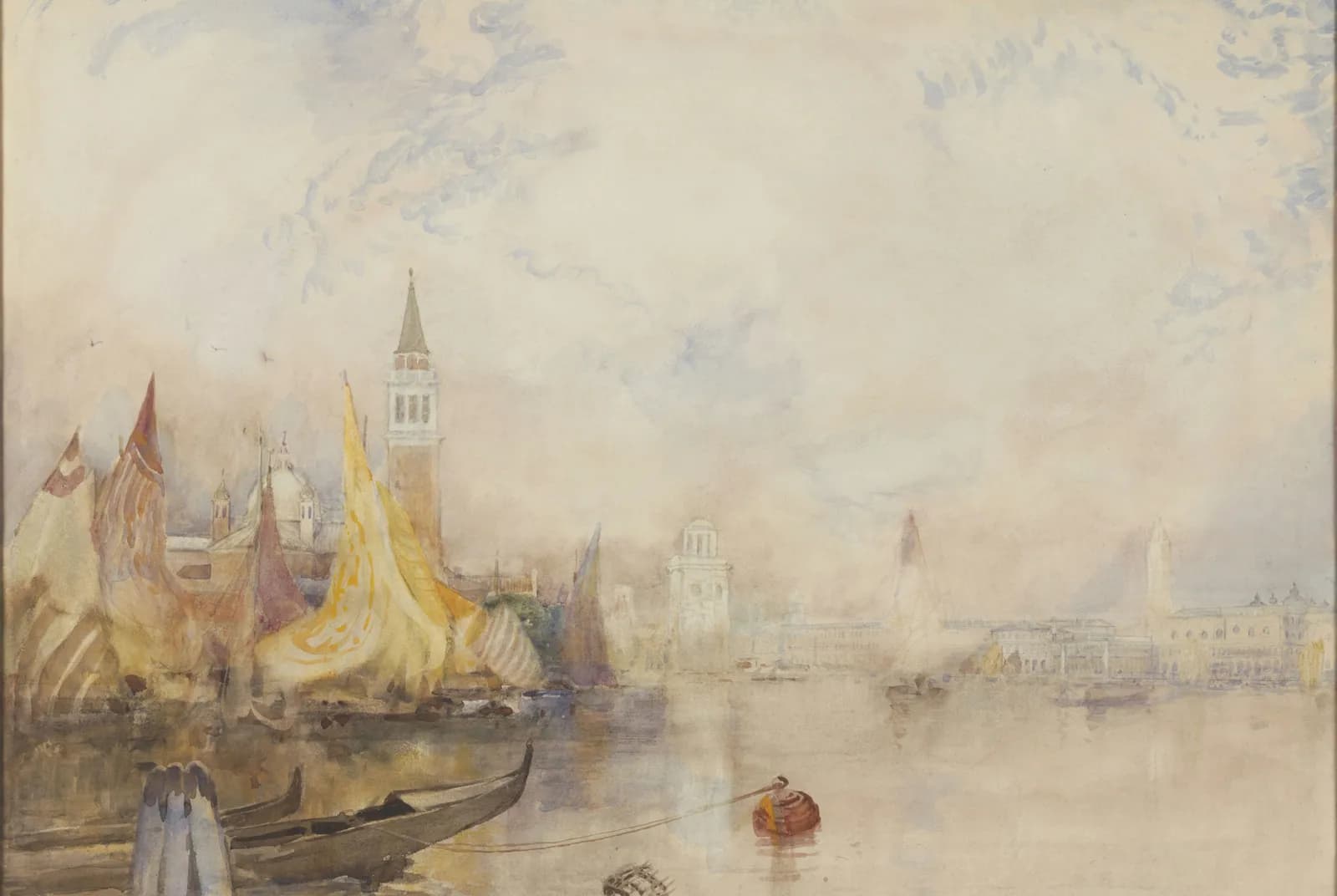 Venetië met opkomende mist vanaf de Adriatische Zee – Alfred East