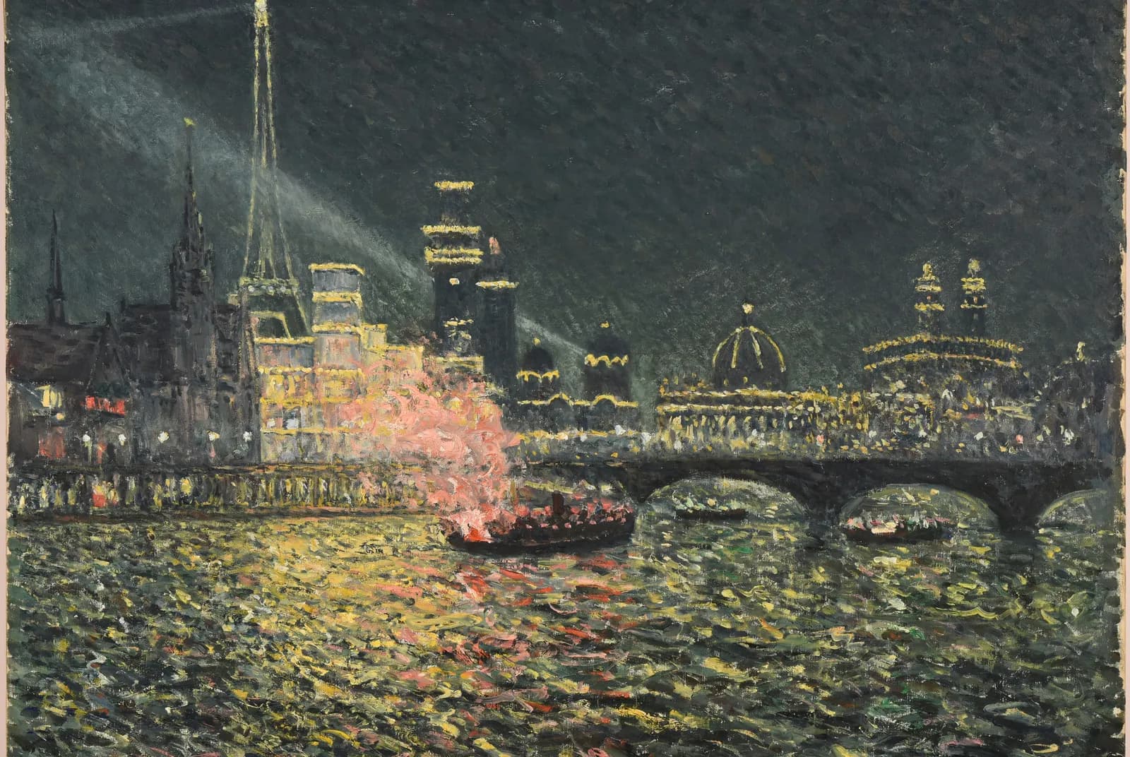 Verlichte stad aan de rivier – Maxime Maufra