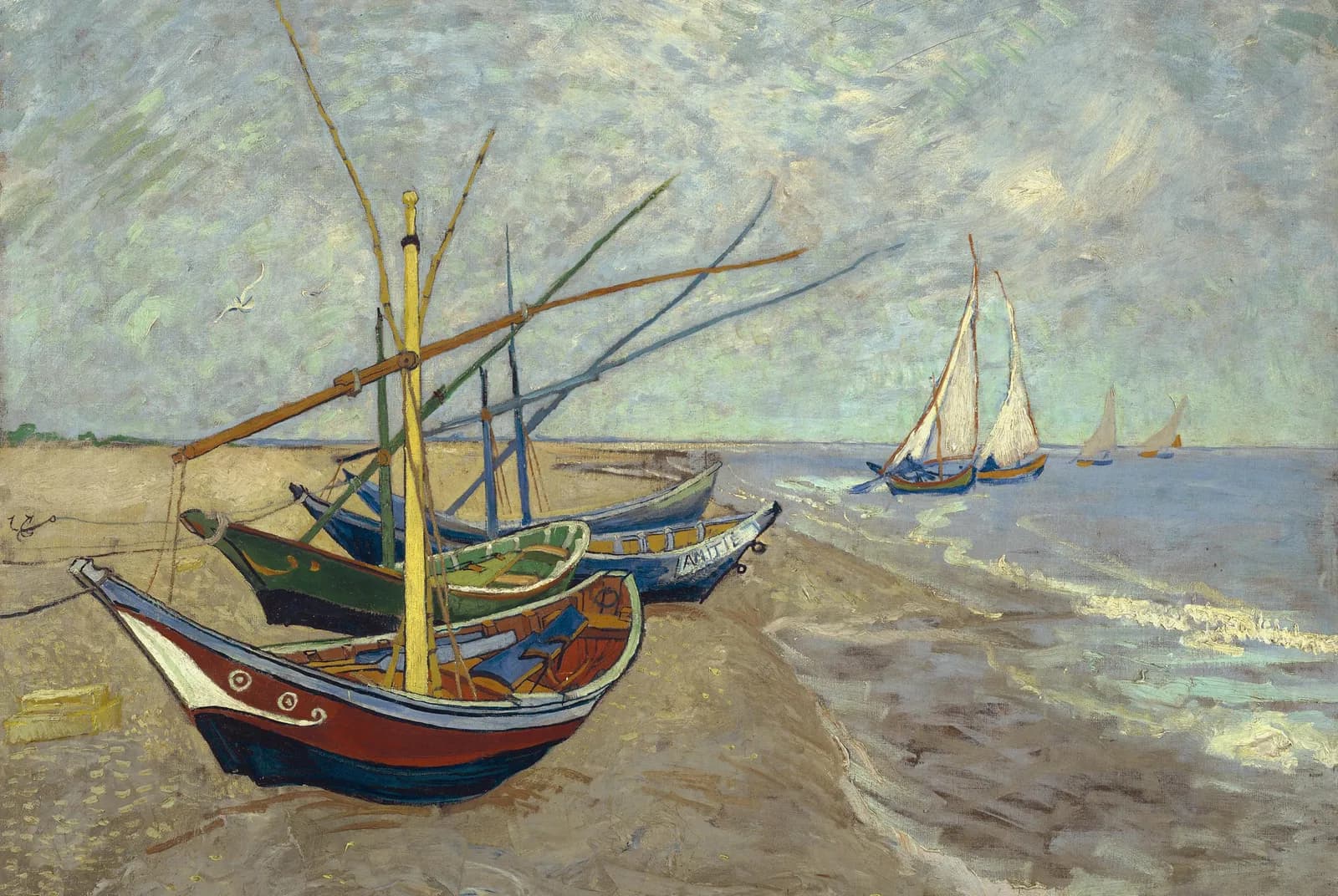 Vissersboten op het strand van Les Saintes-Maries-de-la-Mer – Vincent van Gogh