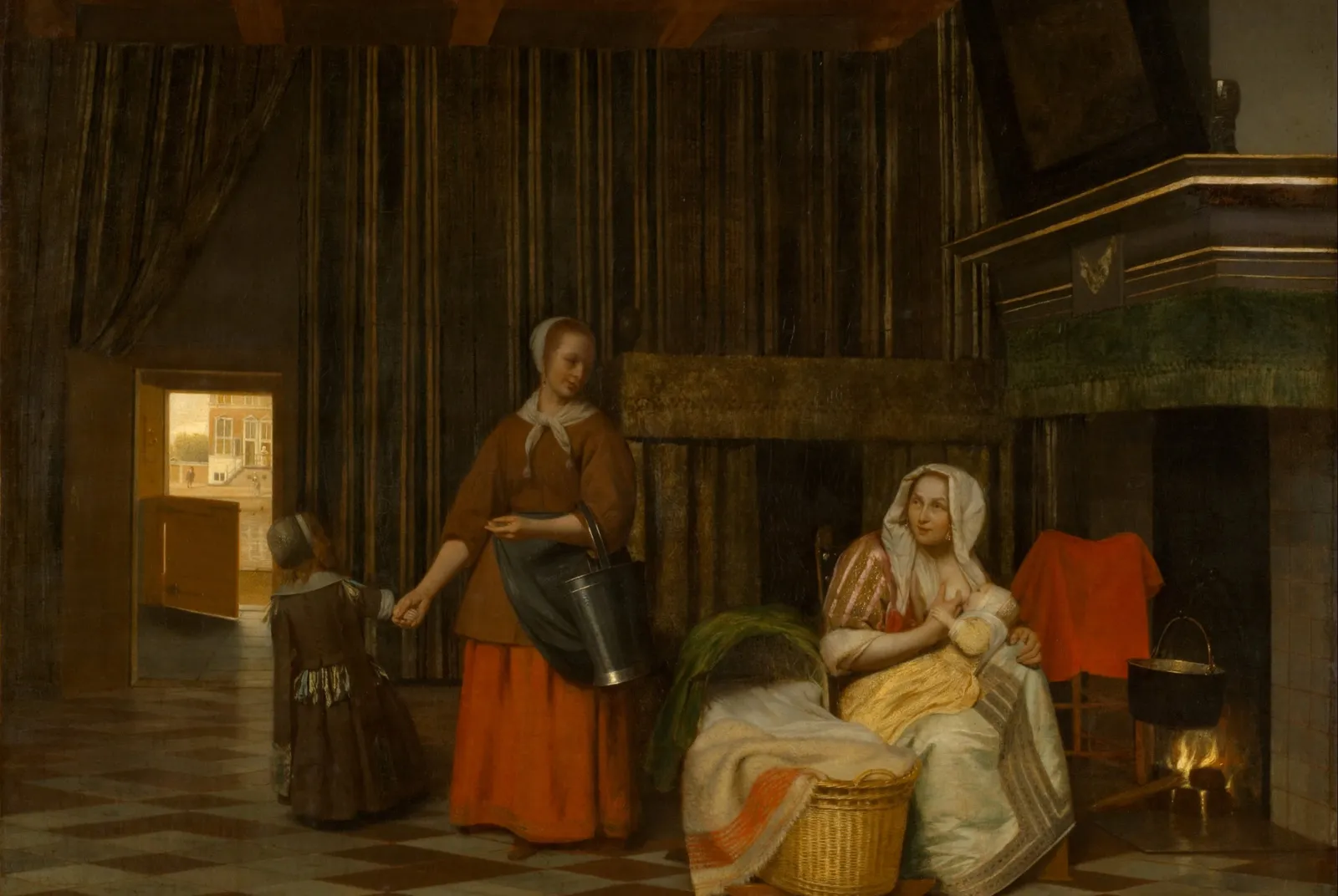Vrouw en kind met dienstmeid – Pieter de Hooch