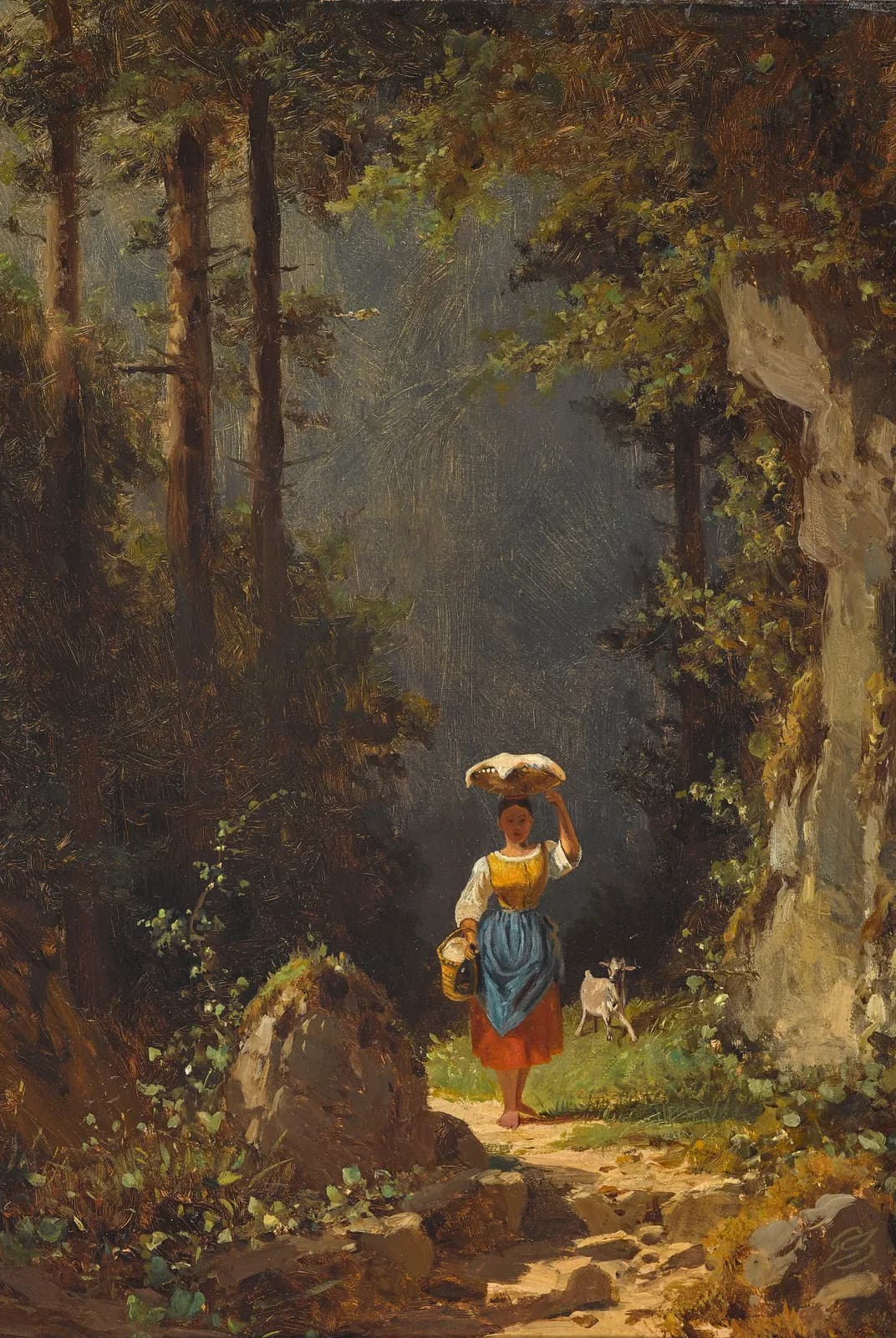 Vrouw op bospad – Carl Spitzweg