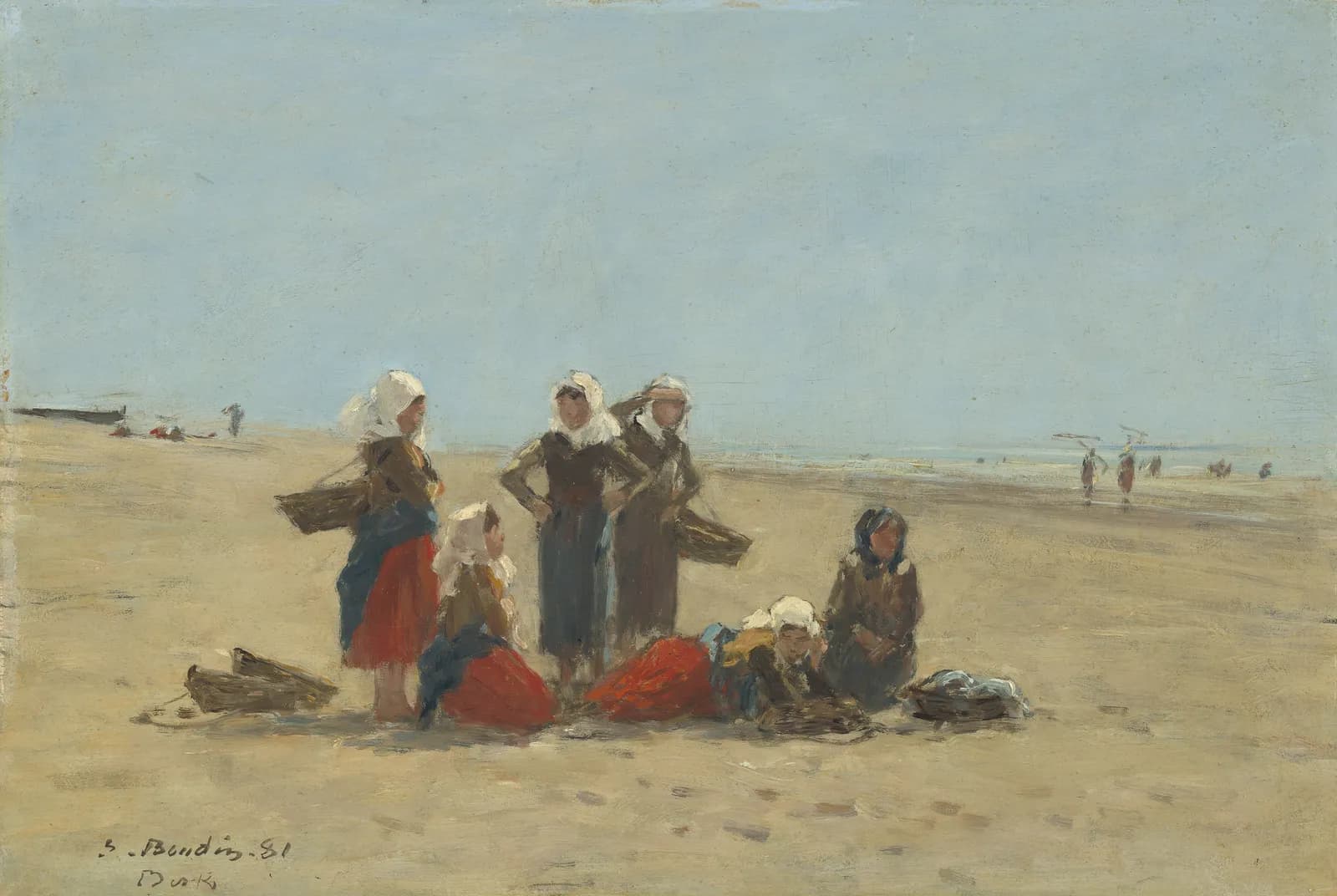Vrouwen op het strand van Berck – Eugène Boudin