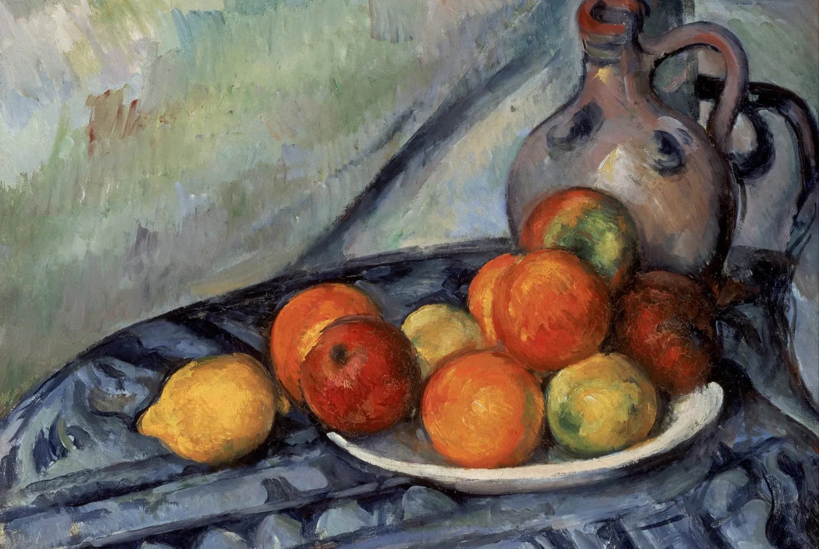 Vruchten en een kruik op tafel – Paul Cézanne