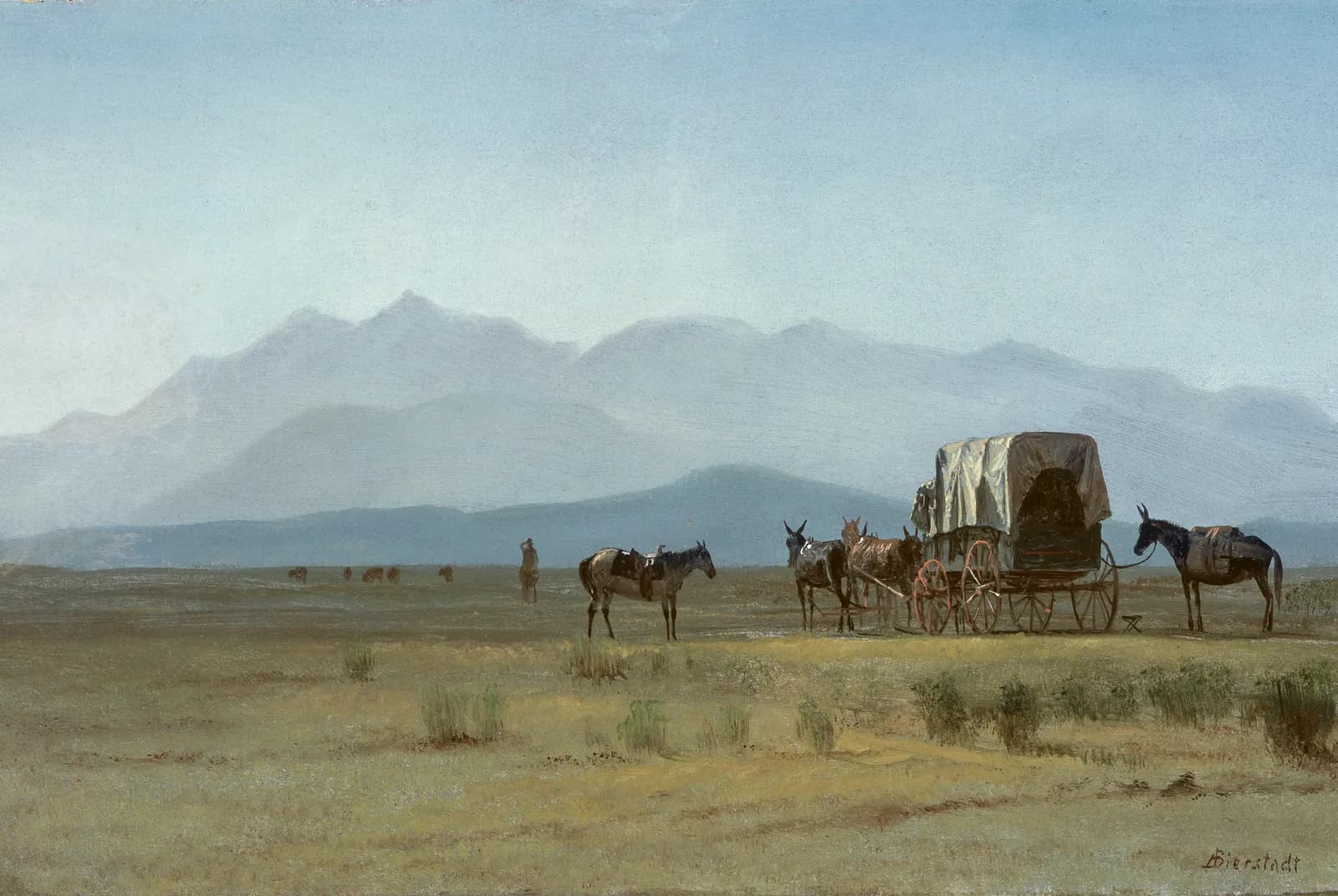 Wagen in de prairie – Albert Bierstadt