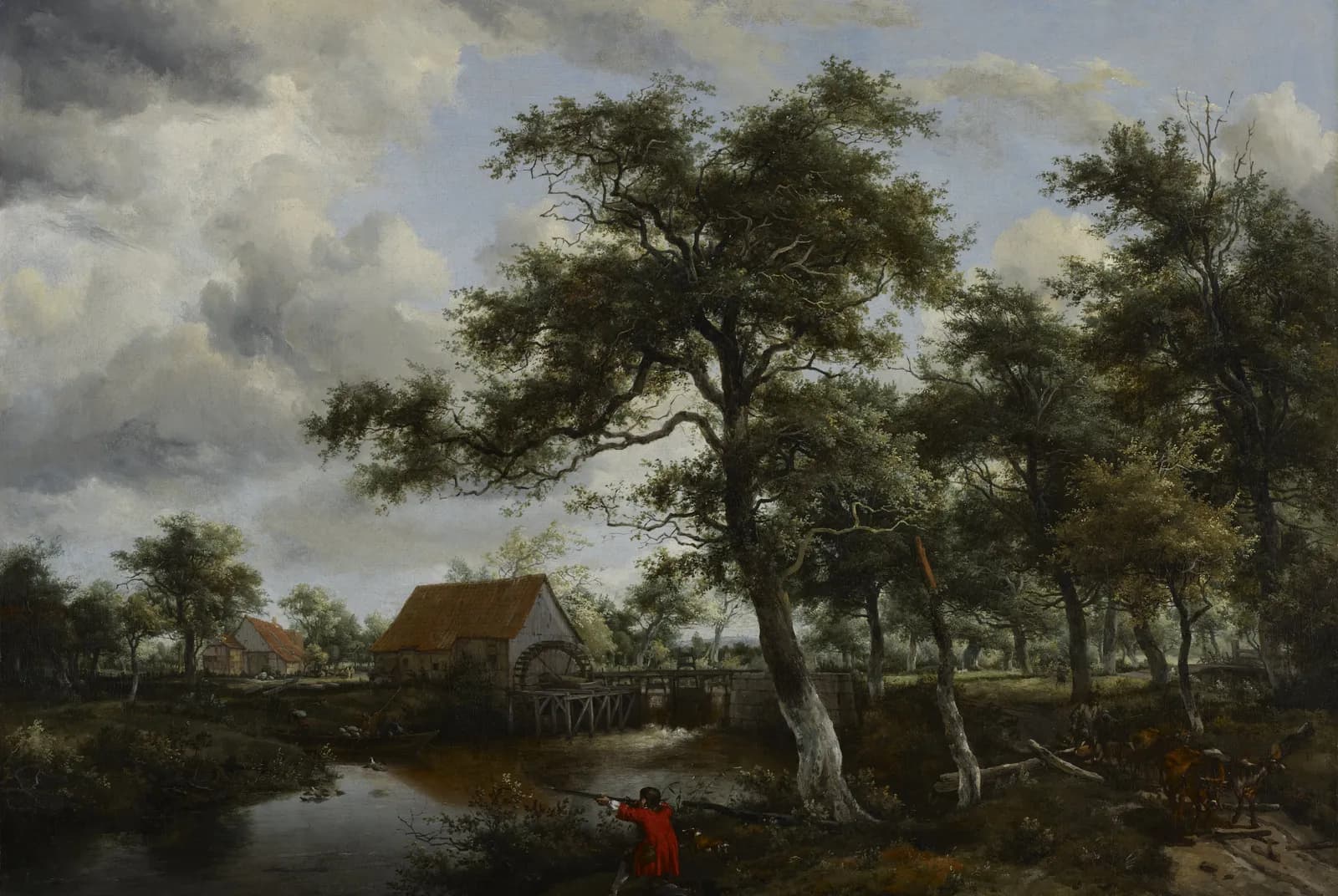 Watermolen tussen de bomen – Meindert Hobbema
