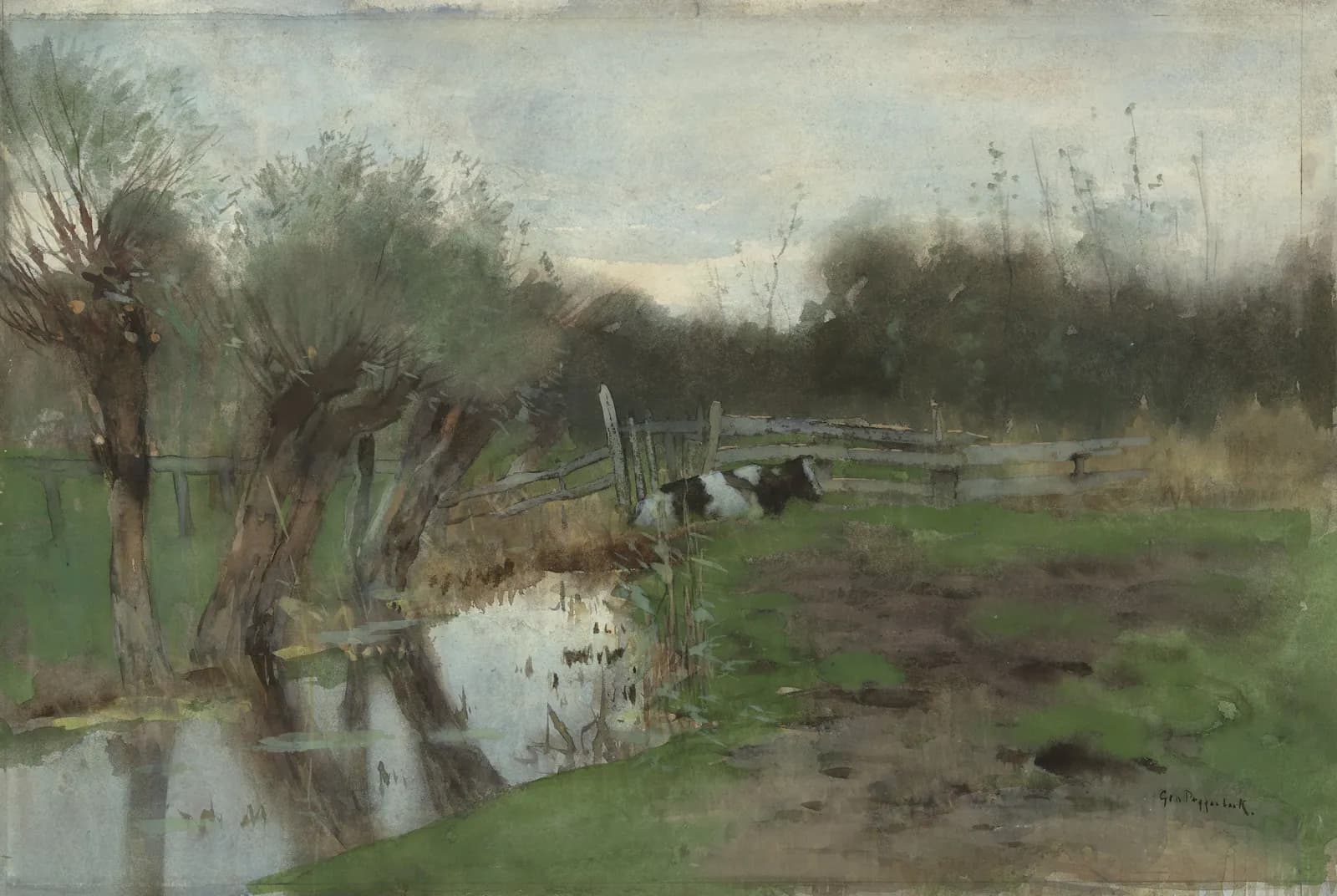 Weiland met koeien bij de sloot – Geo Poggenbeek