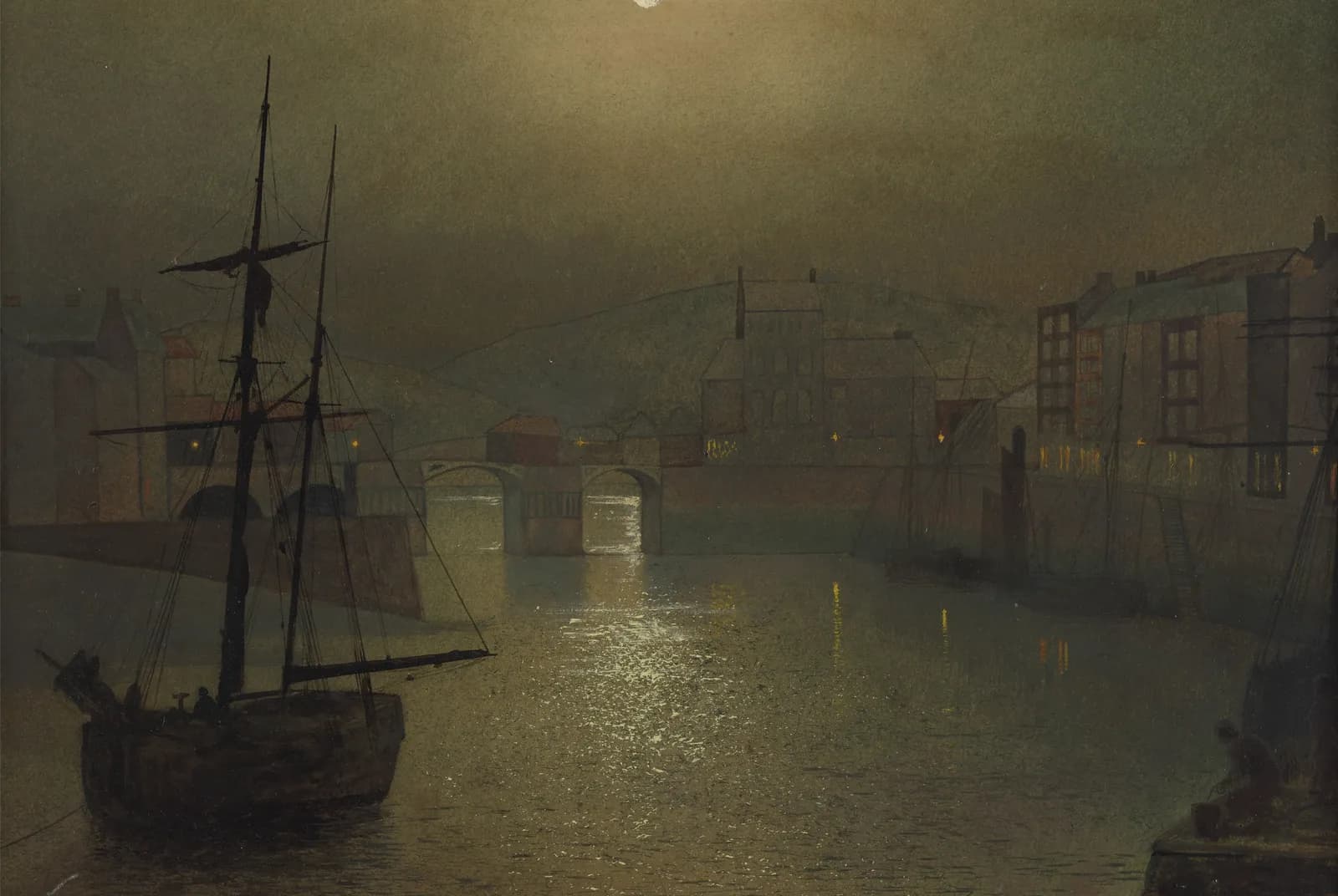 Whitby bij maanlicht – John Atkinson Grimshaw