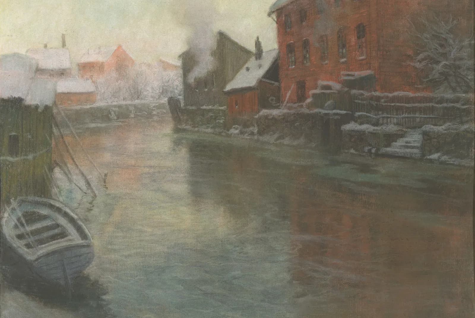 Winter aan de gracht – Frits Thaulow