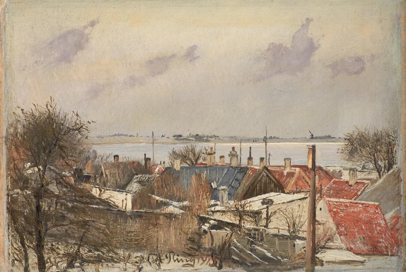 Winterdag boven Sankt Jørgensbjerg en de Roskilde Fjord – Laurits Andersen Ring