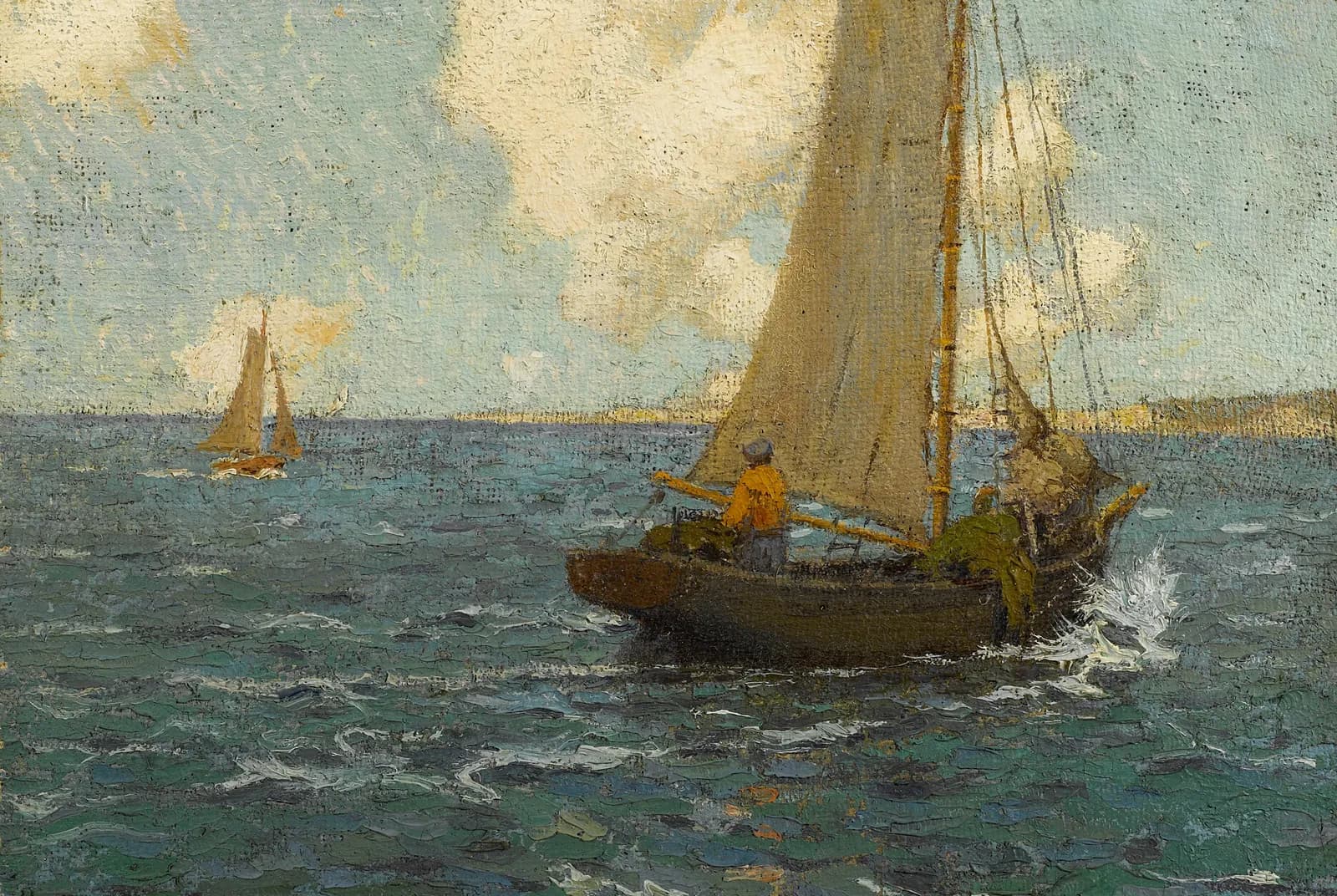 Zeilboten op kalme zee – Granville Redmond