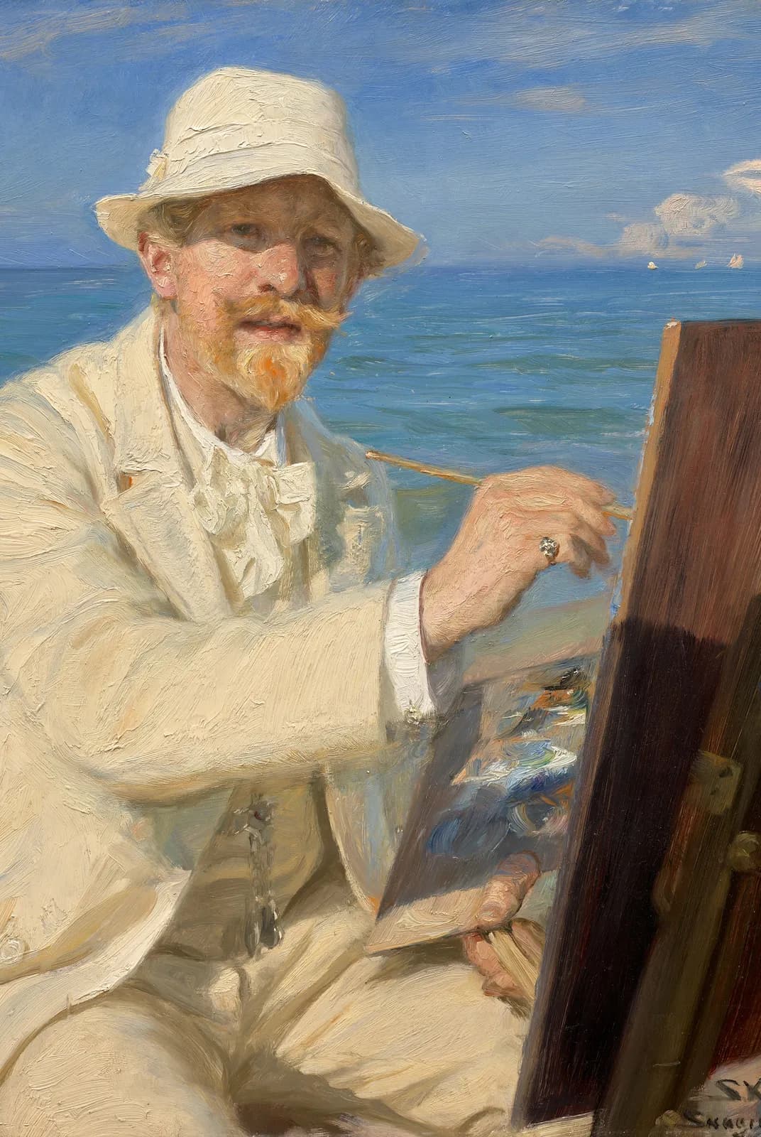 Zelfportret bij de ezel op het strand van Skagen – Peder Severin Krøyer