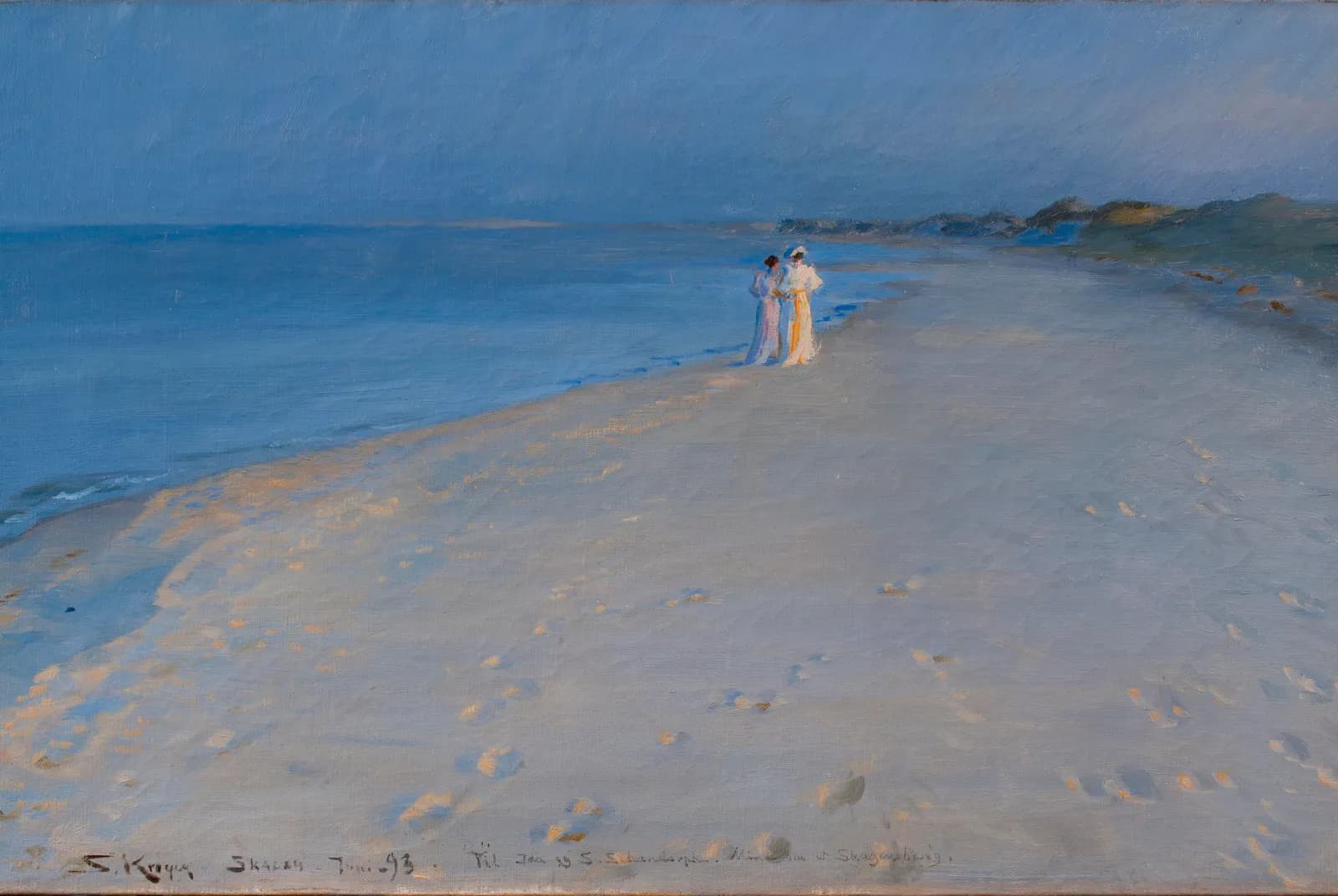 Zomeravond op het zuiderstrand van Skagen, Anna Ancher en Marie – Peder Severin Krøyer