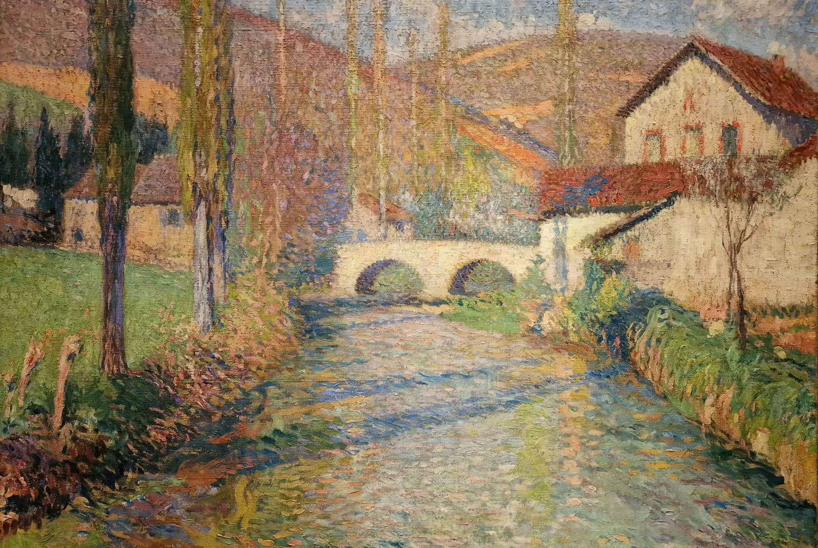 Zonnige rivier met brug – Henri Martin