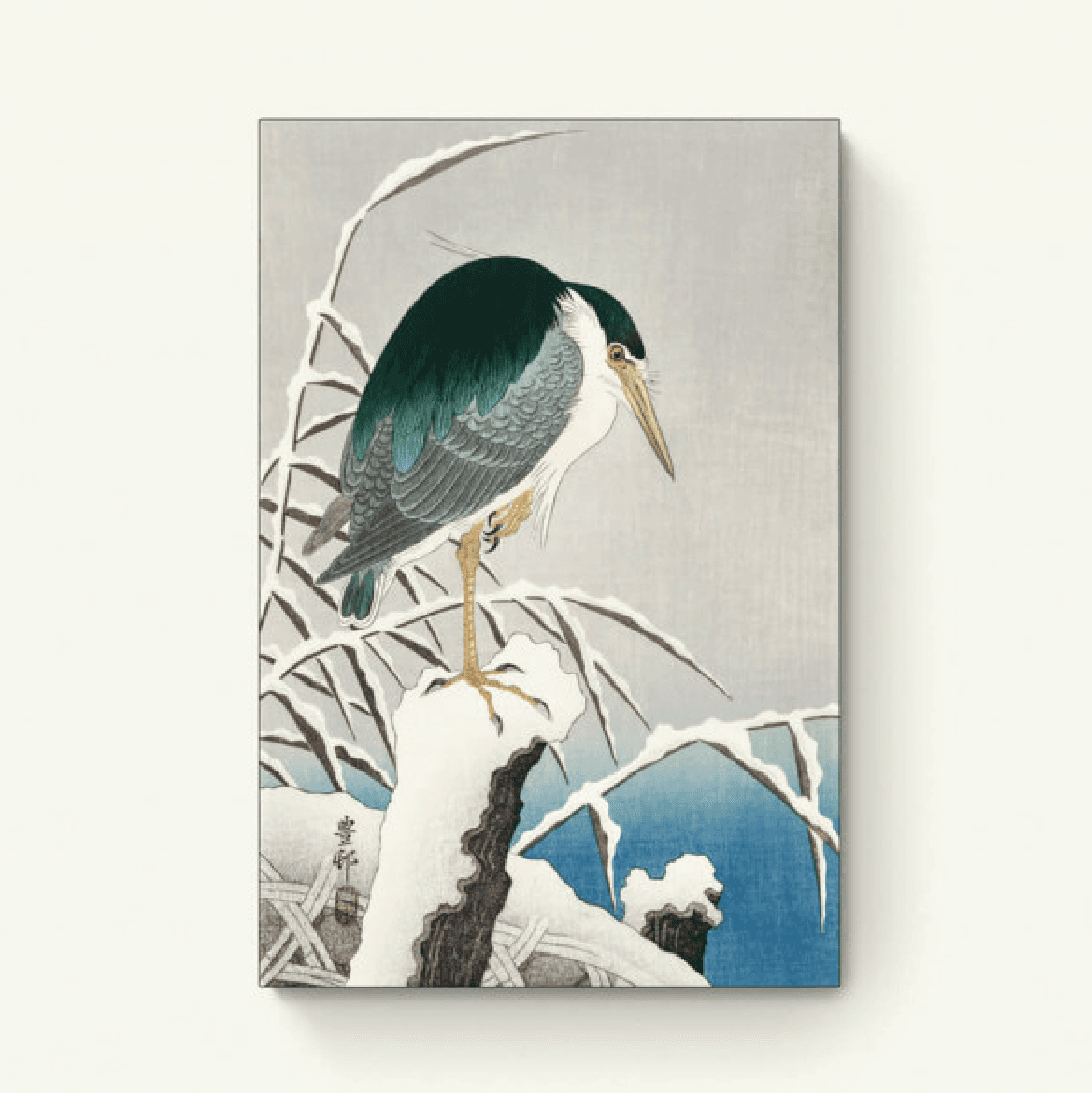 Reiger in de sneeuw – Ohara Koson