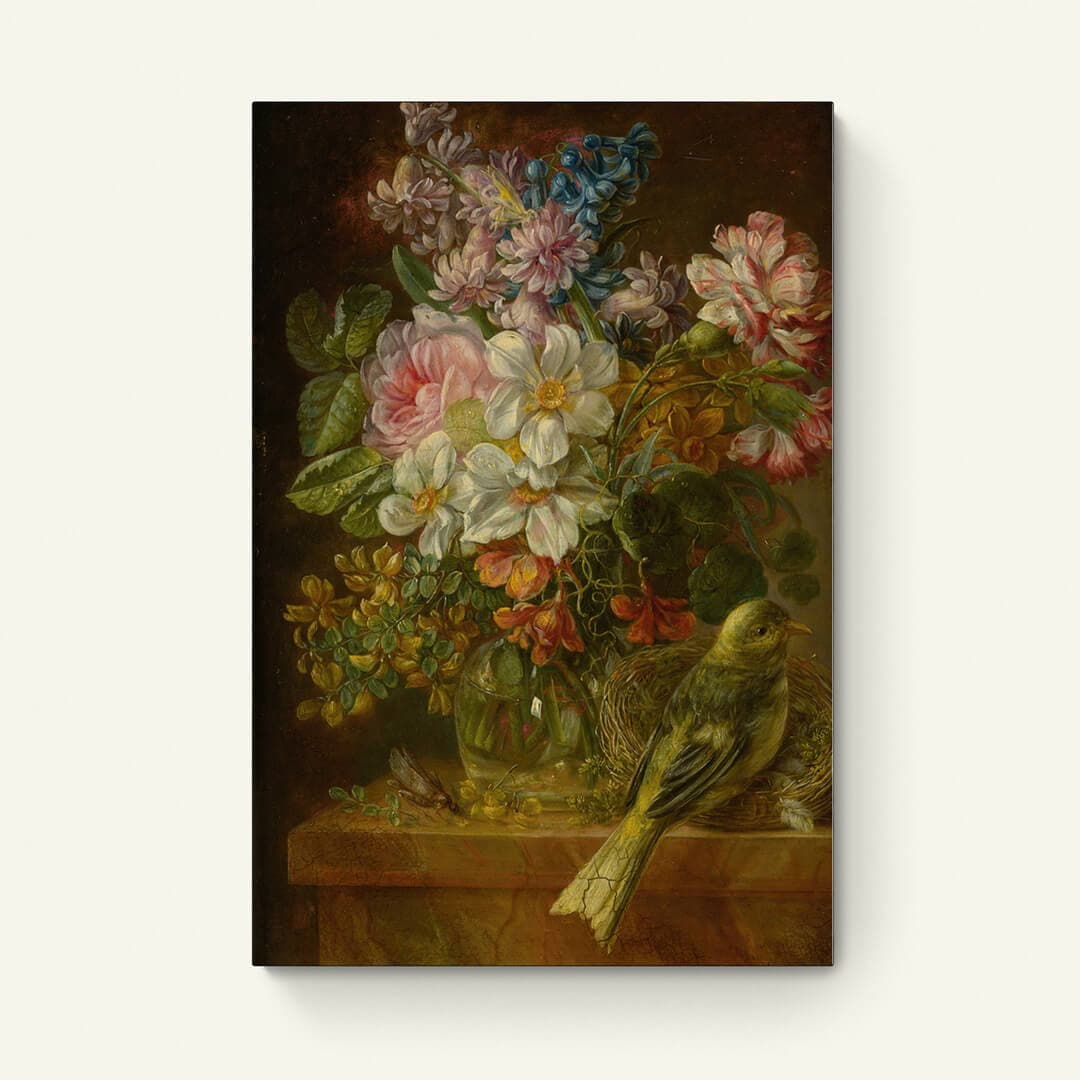 Stilleven met bloemen en dieren