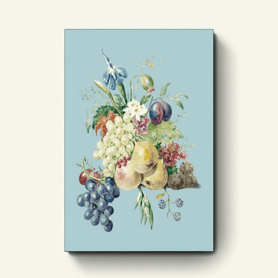 Stilleven met bloemen en fruit