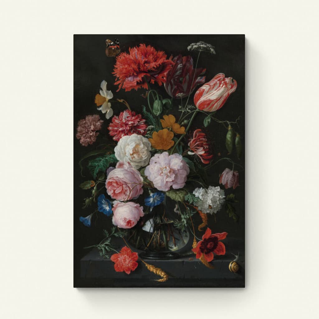 Stilleven met bloemen in een glazen vaas