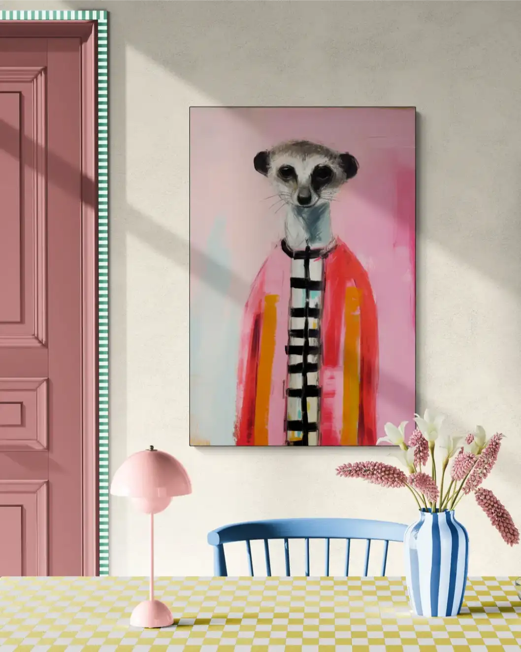 Stokstaartje in Stijl in een interieur