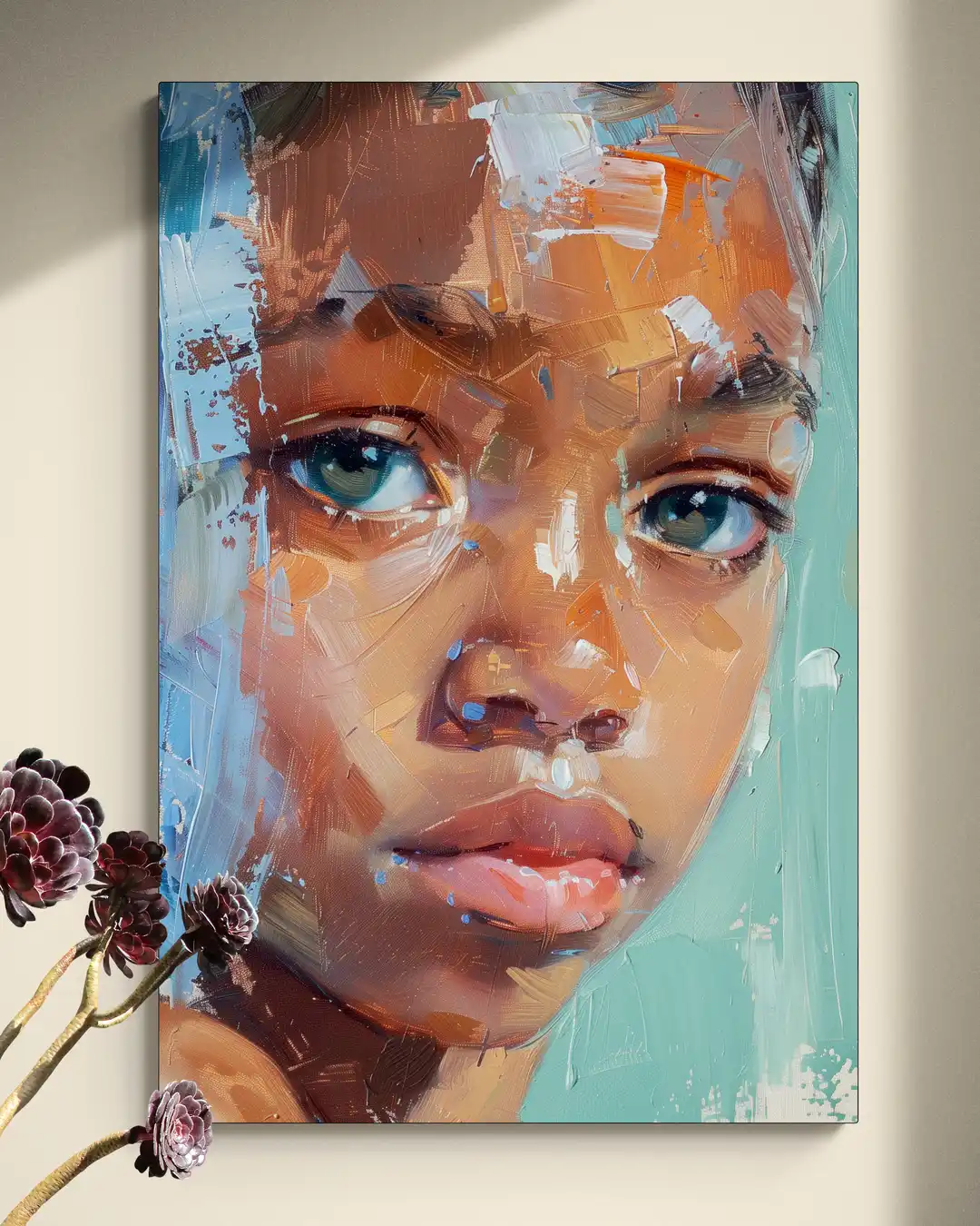 Turquoise Portret in een interieur