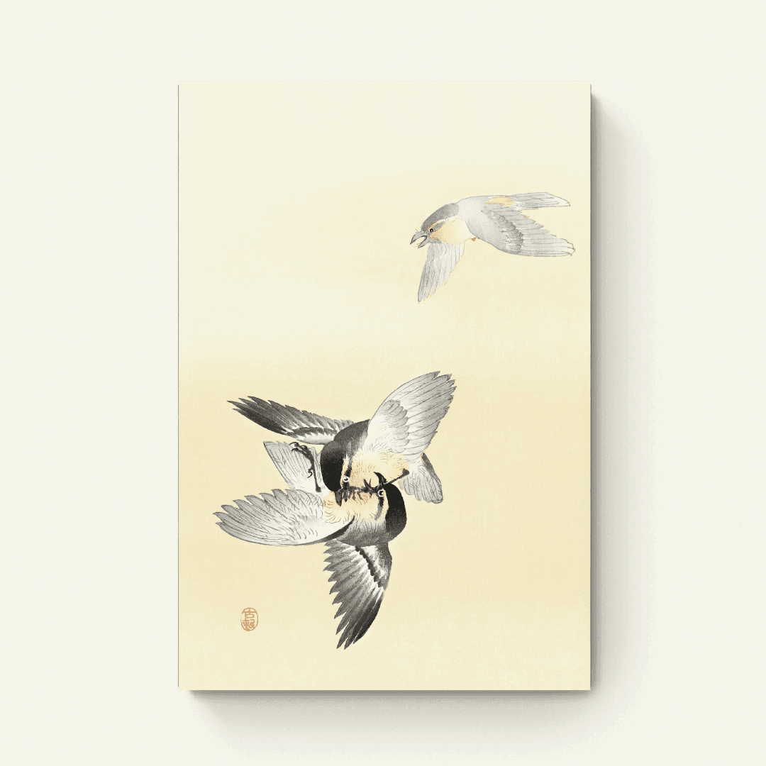 Twee vechtende vogels – Ohara Koson