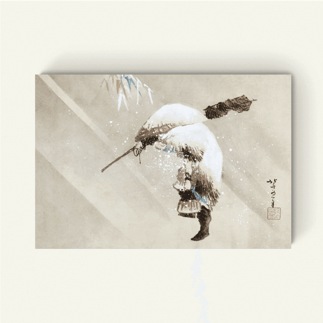 Visser in de Sneeuw – Katsushika Hokusai