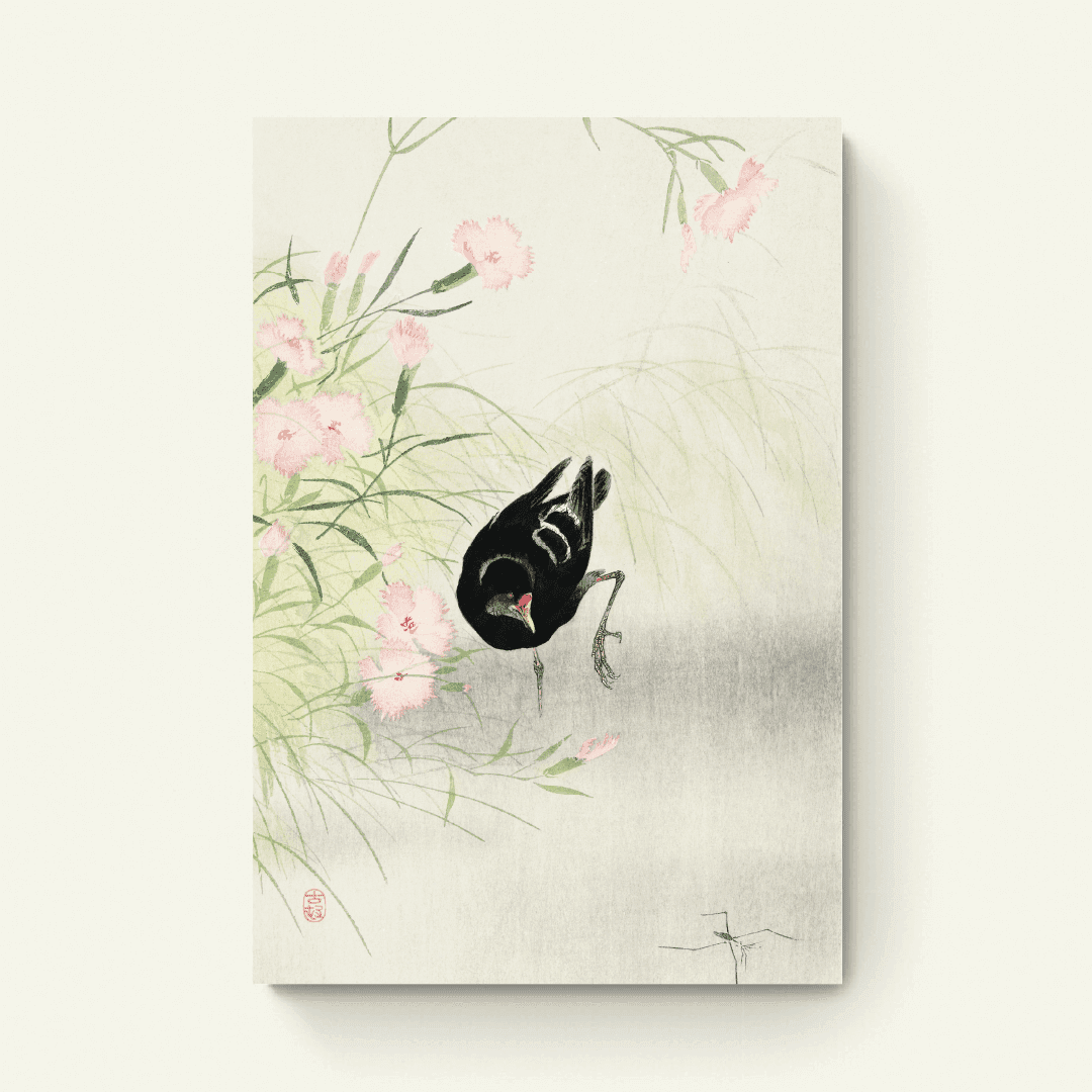 Waterhoen bij Bloeiende Plant – Ohara Koson