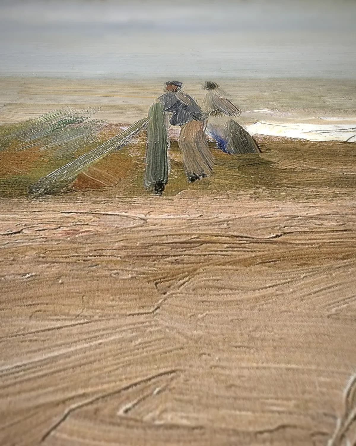 Aan het strand van Noordwijk, 1908 op geweven fluweel, uitsnede 1 van 3