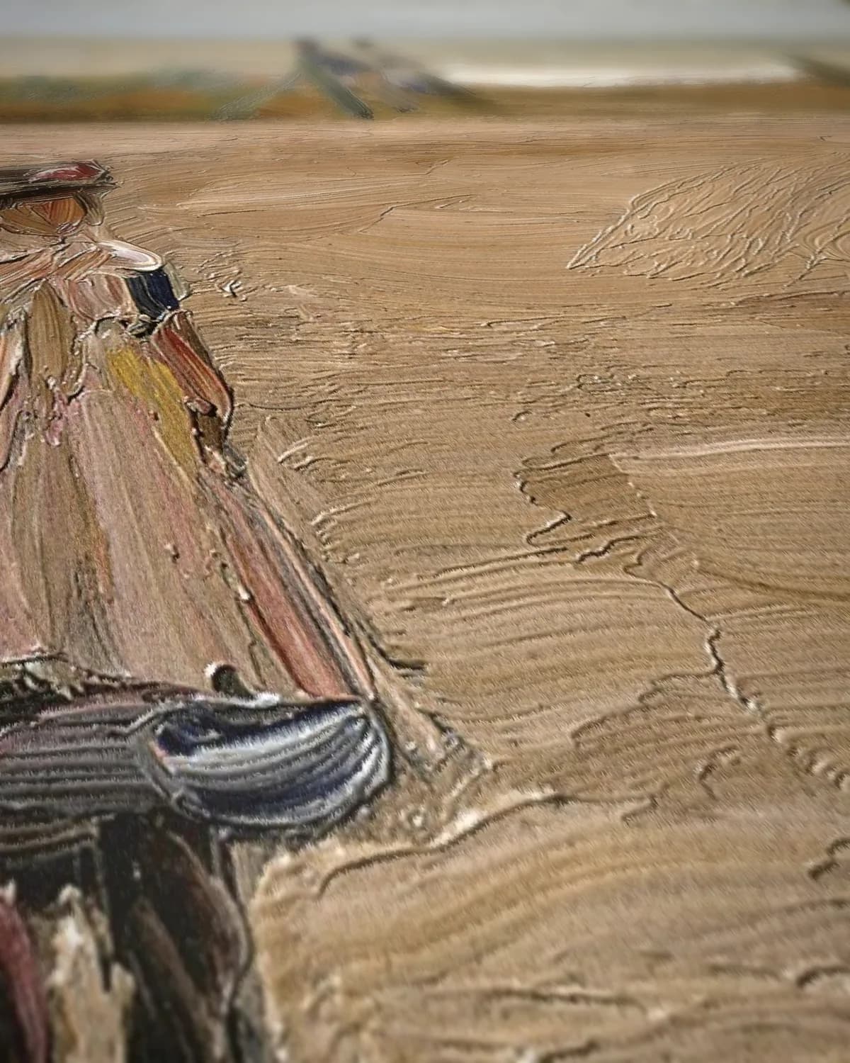 Aan het strand van Noordwijk, 1908 op geweven fluweel, uitsnede 2 van 3