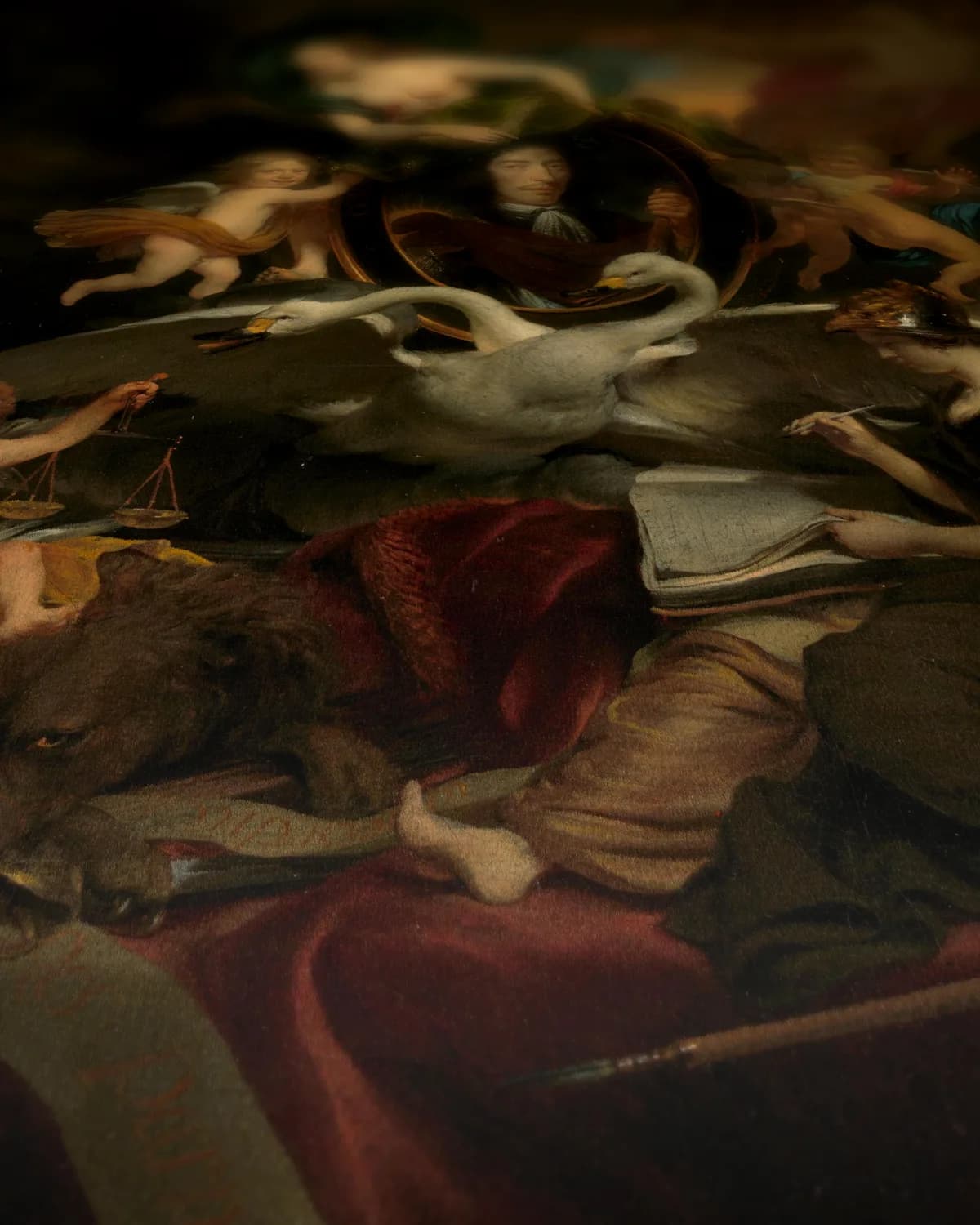 Allegorie op de Tocht naar Chatham, 1667 op geweven fluweel, uitsnede 3 van 3