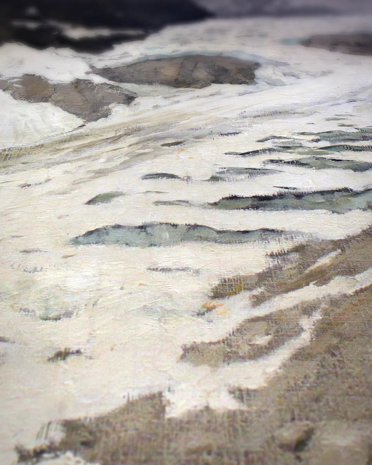 Alpenlandschap met Gletsjer op geweven fluweel, uitsnede 3 van 3