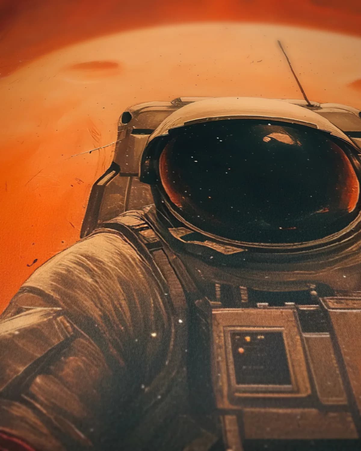 Astronaut en de Maan op geweven fluweel, uitsnede 3 van 3