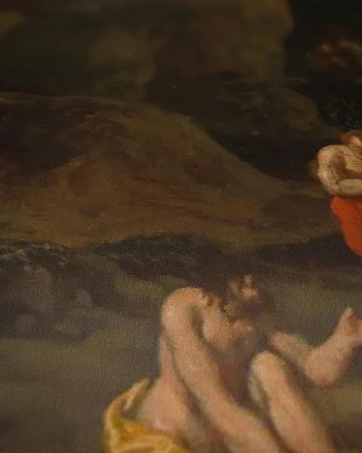 Badende mannen op geweven fluweel, uitsnede 3 van 3