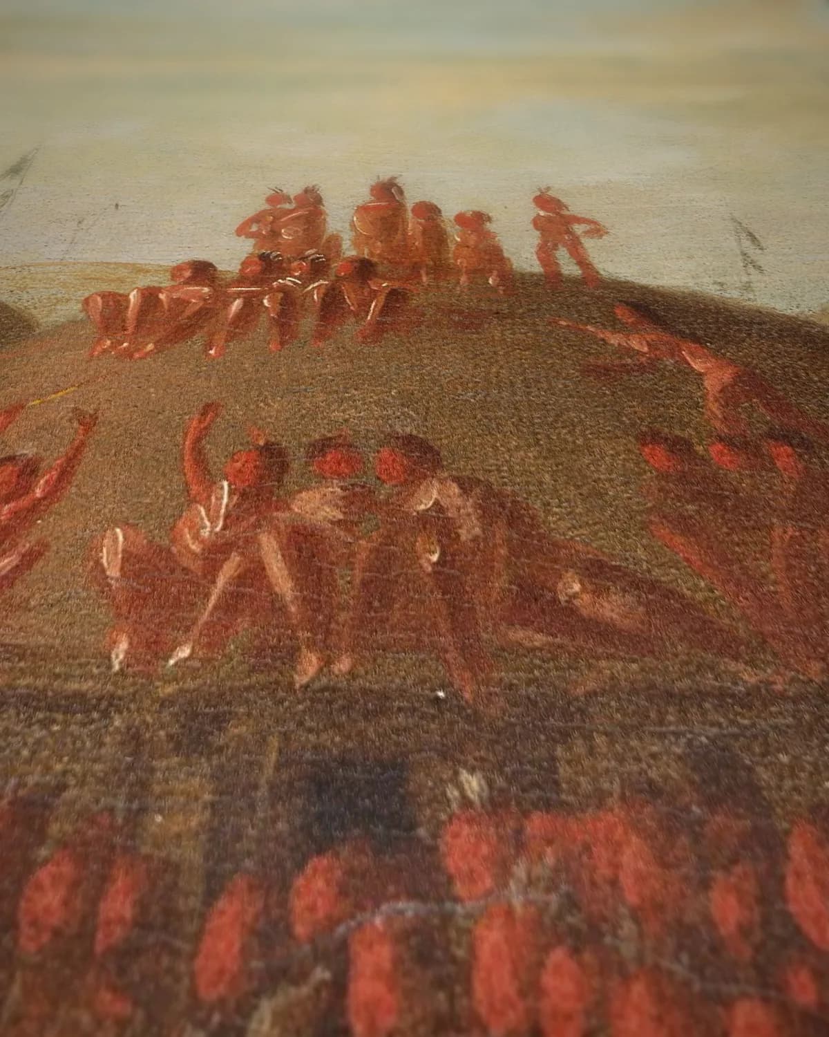 Balspel van de Choctaw — Bal Op op geweven fluweel, uitsnede 1 van 3