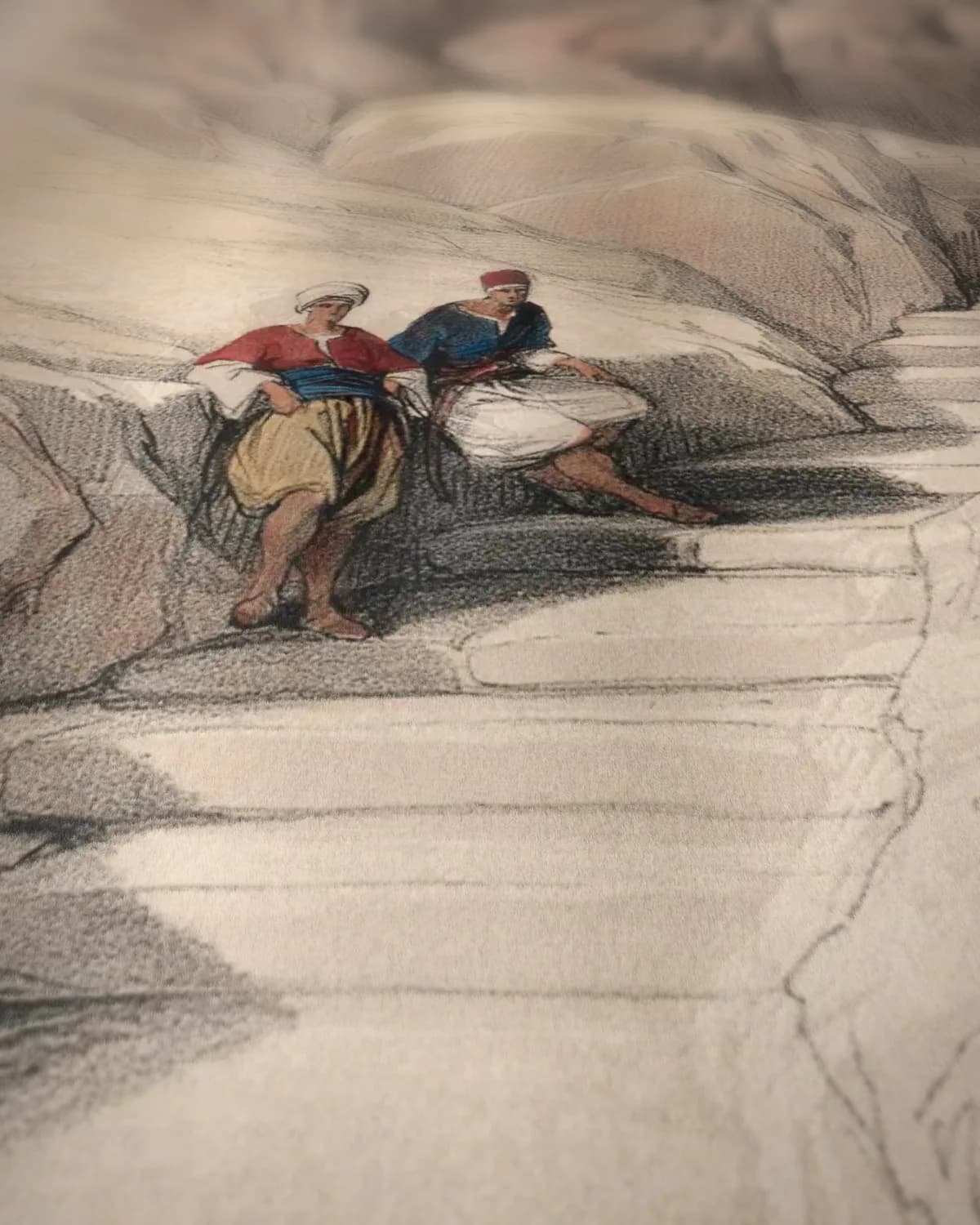 Bergpad Sinaï op geweven fluweel, uitsnede 3 van 3